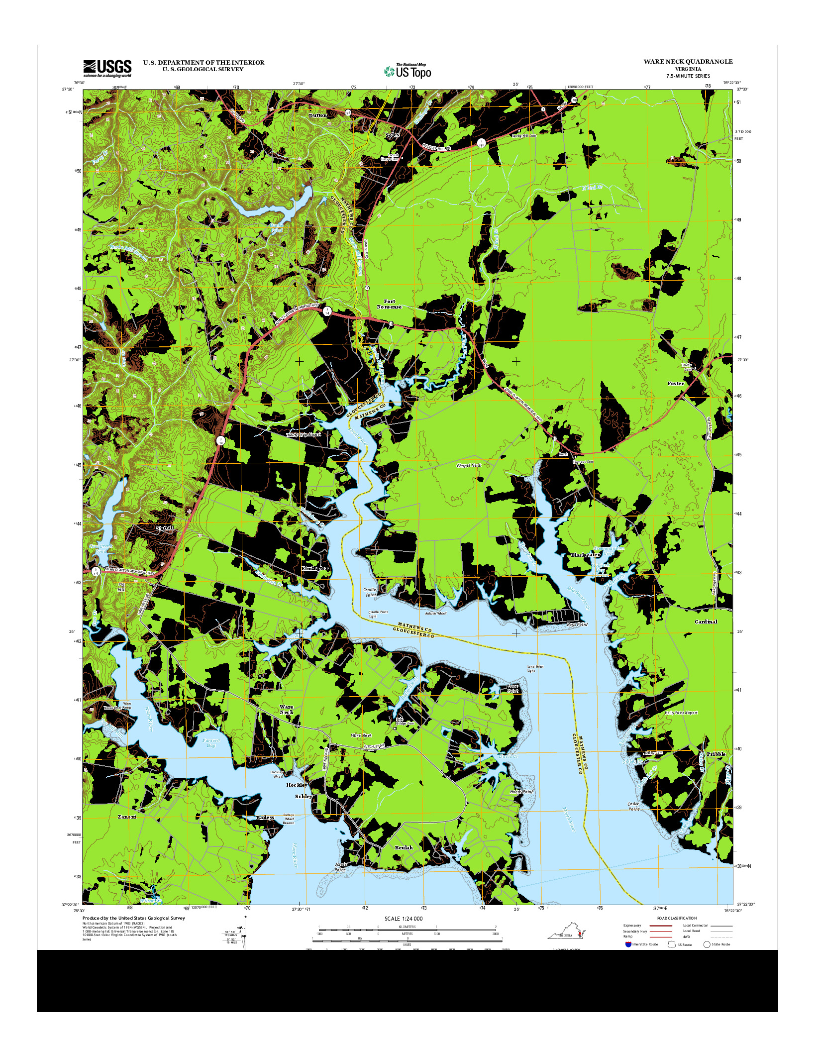 USGS US TOPO 7.5-MINUTE MAP FOR WARE NECK, VA 2013