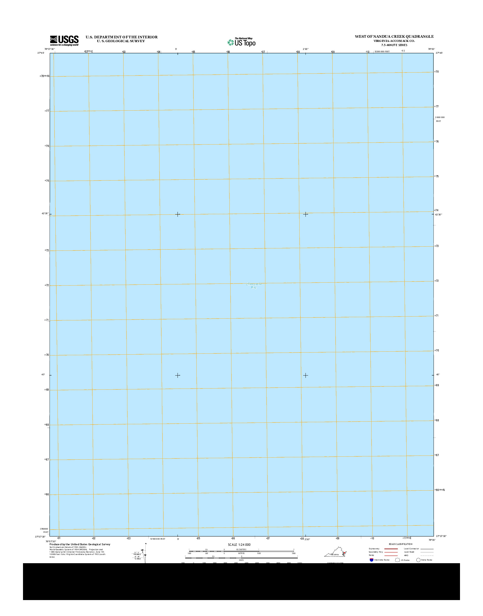 USGS US TOPO 7.5-MINUTE MAP FOR WEST OF NANDUA CREEK, VA 2013