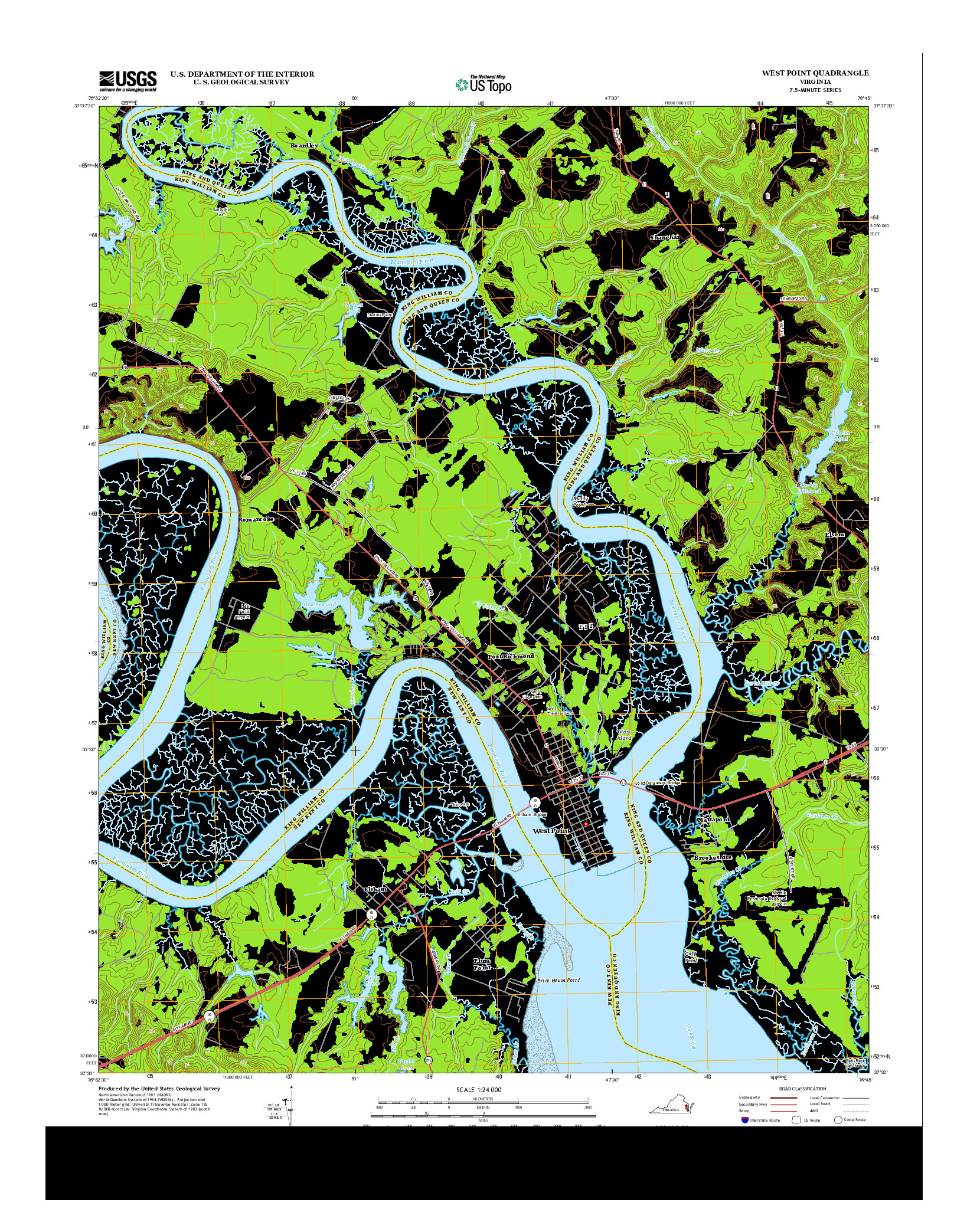 USGS US TOPO 7.5-MINUTE MAP FOR WEST POINT, VA 2013
