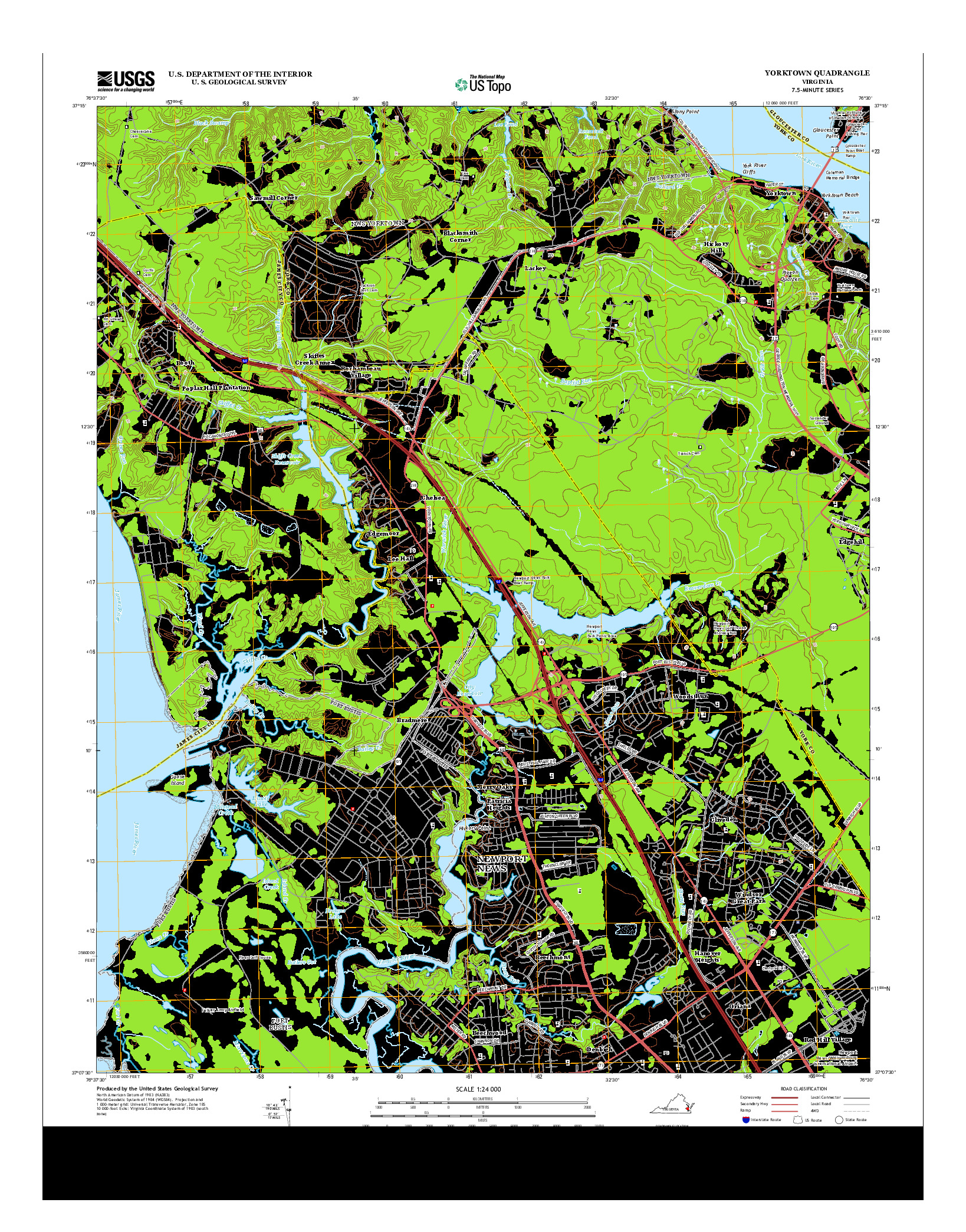 USGS US TOPO 7.5-MINUTE MAP FOR YORKTOWN, VA 2013