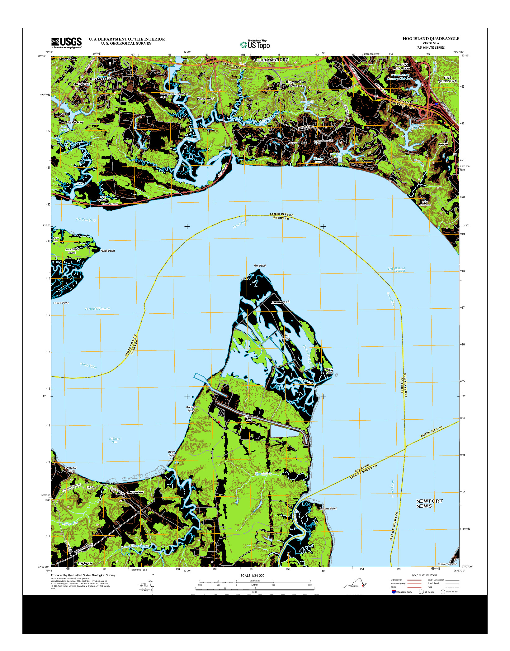 USGS US TOPO 7.5-MINUTE MAP FOR HOG ISLAND, VA 2013