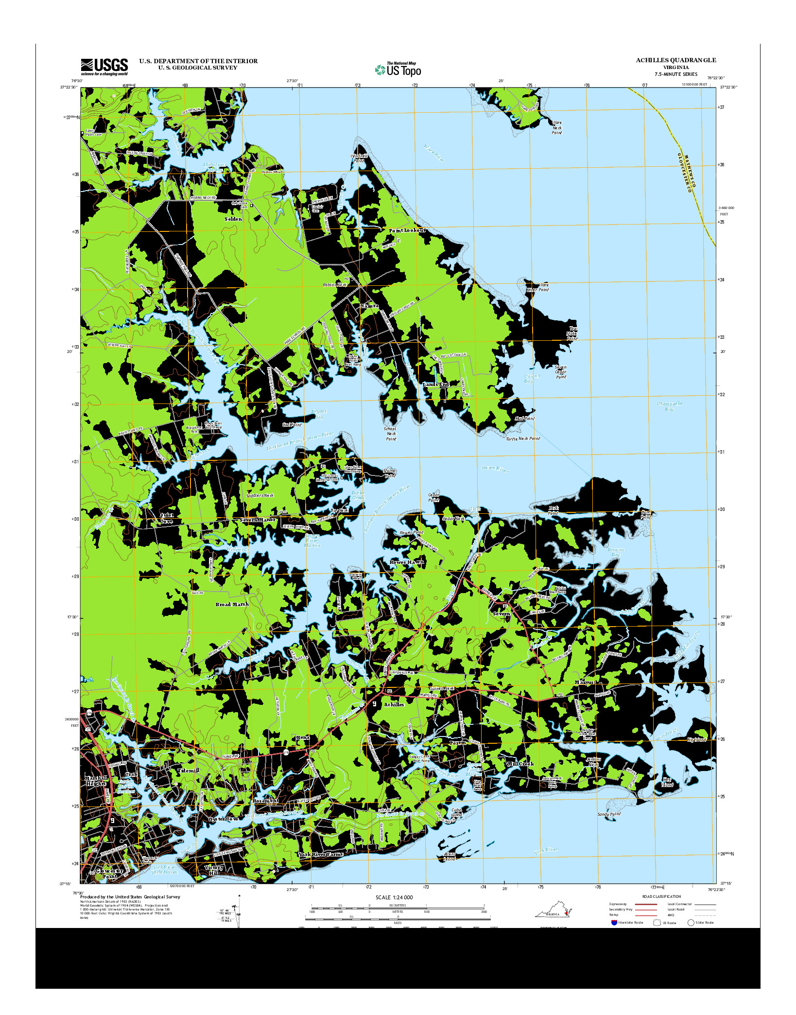 USGS US TOPO 7.5-MINUTE MAP FOR ACHILLES, VA 2013
