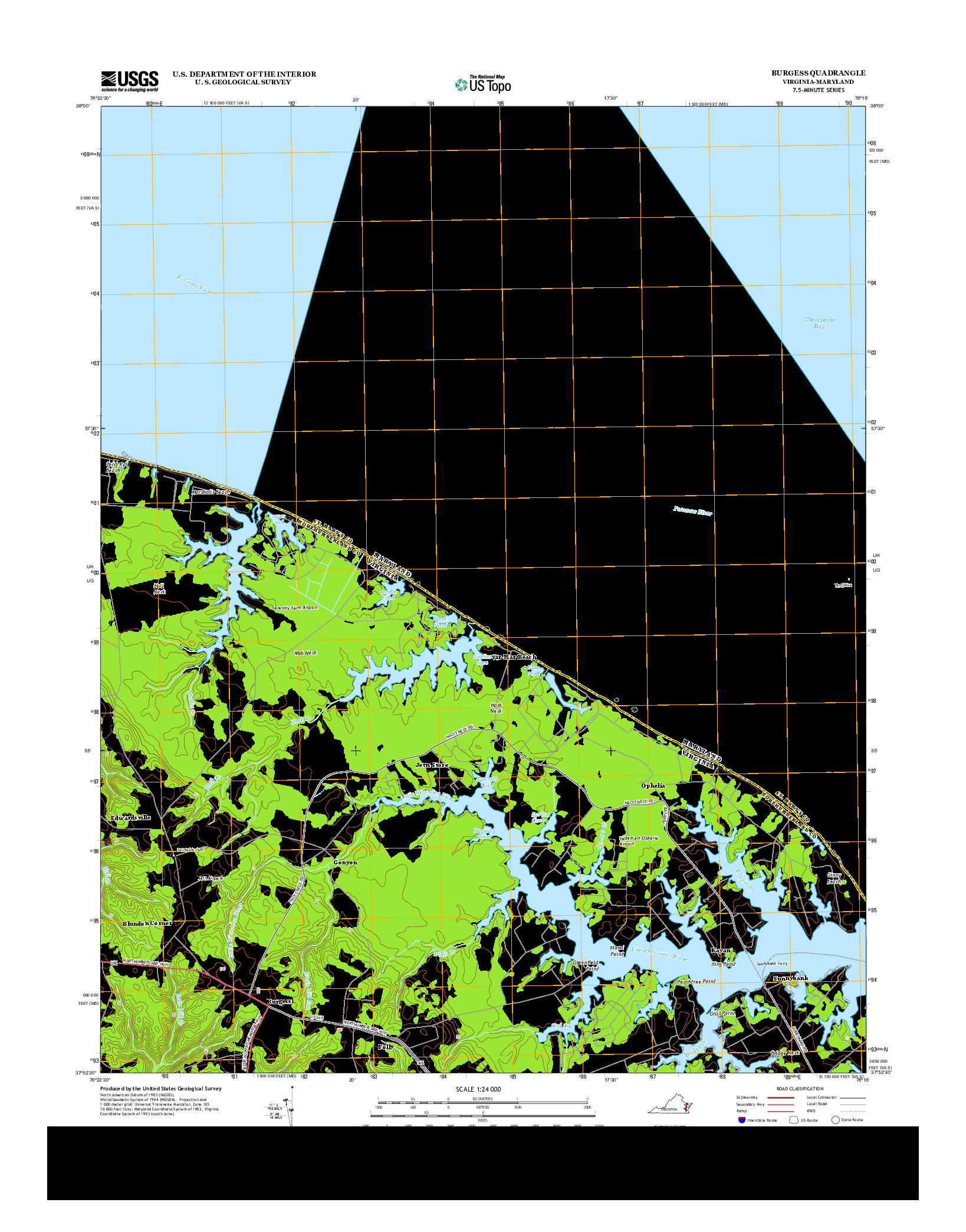 USGS US TOPO 7.5-MINUTE MAP FOR BURGESS, VA-MD 2013