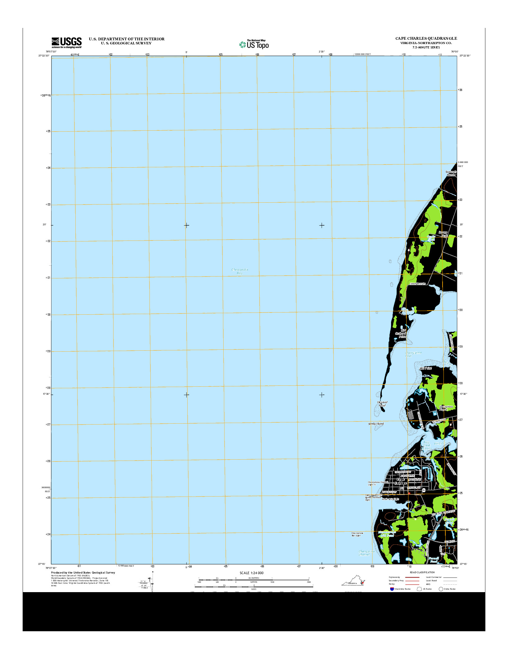 USGS US TOPO 7.5-MINUTE MAP FOR CAPE CHARLES, VA 2013