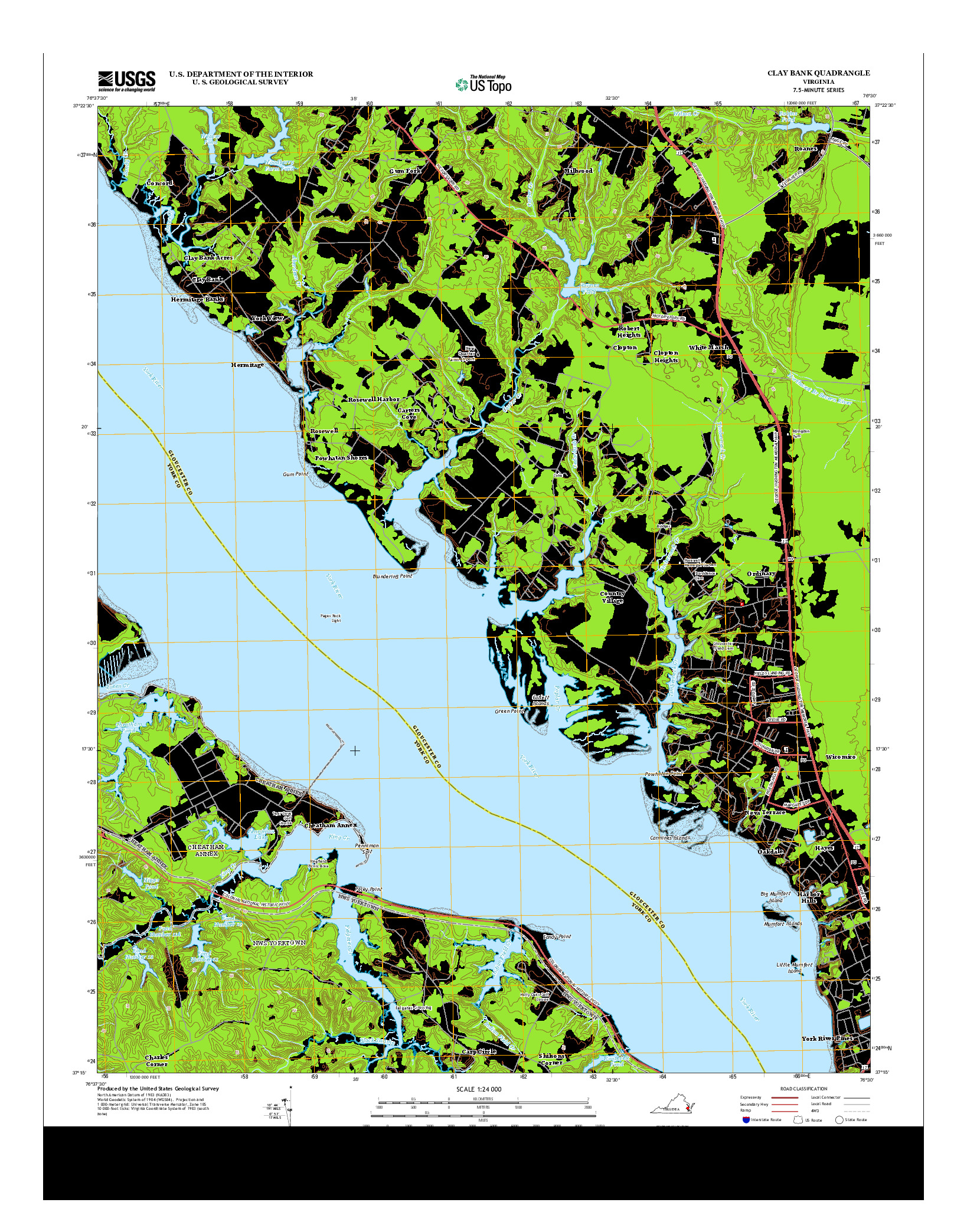 USGS US TOPO 7.5-MINUTE MAP FOR CLAY BANK, VA 2013