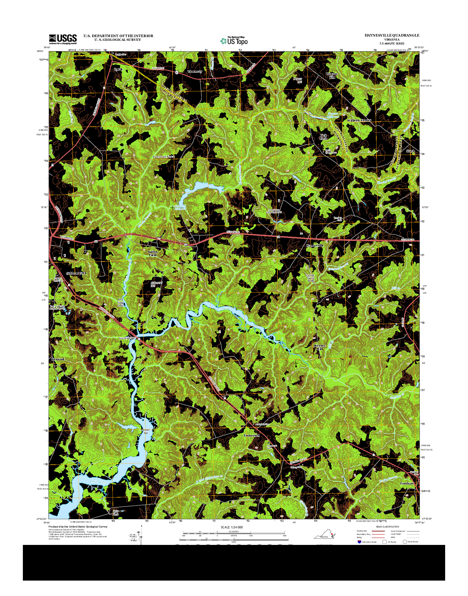 USGS US TOPO 7.5-MINUTE MAP FOR HAYNESVILLE, VA 2013