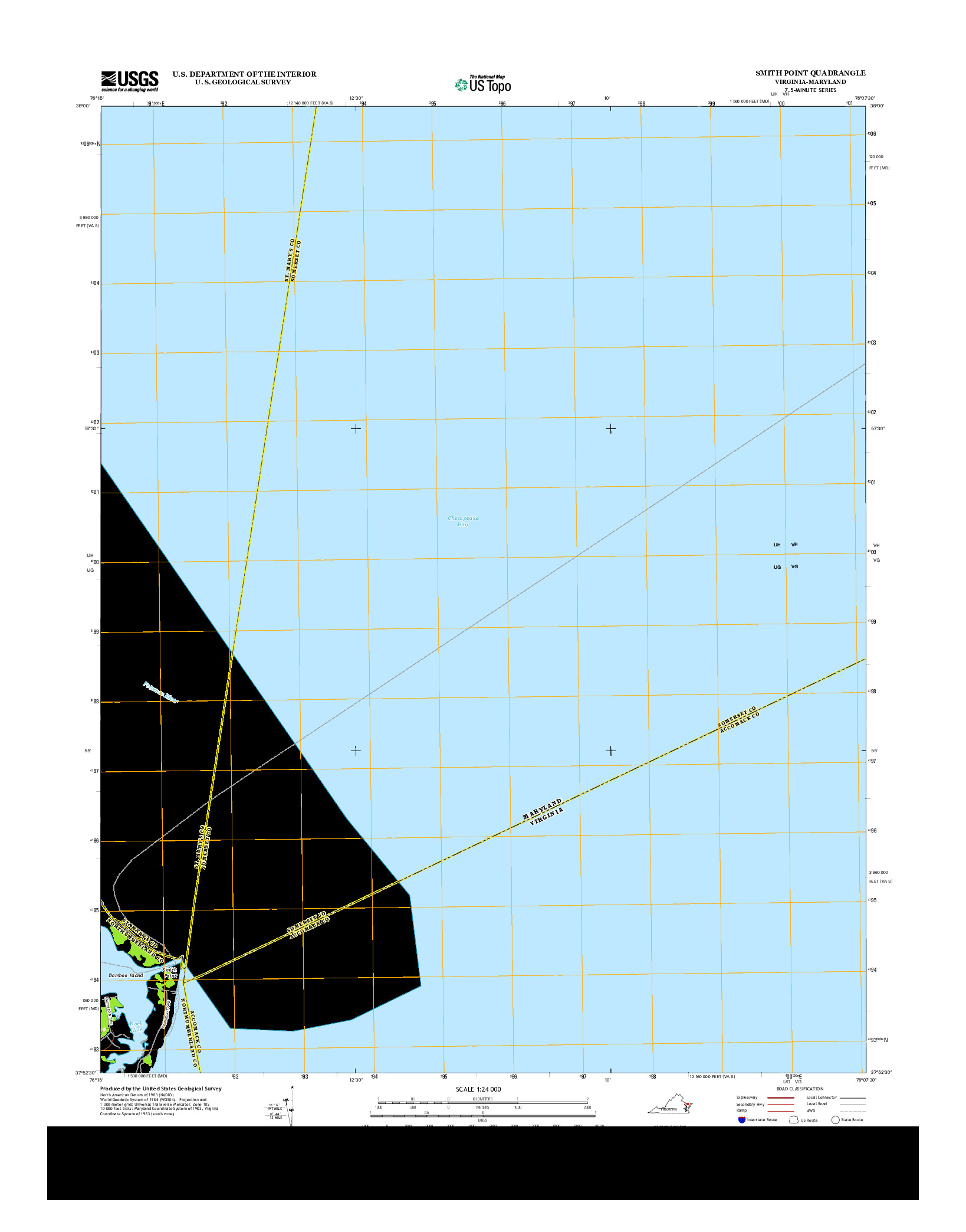 USGS US TOPO 7.5-MINUTE MAP FOR SMITH POINT, VA-MD 2013