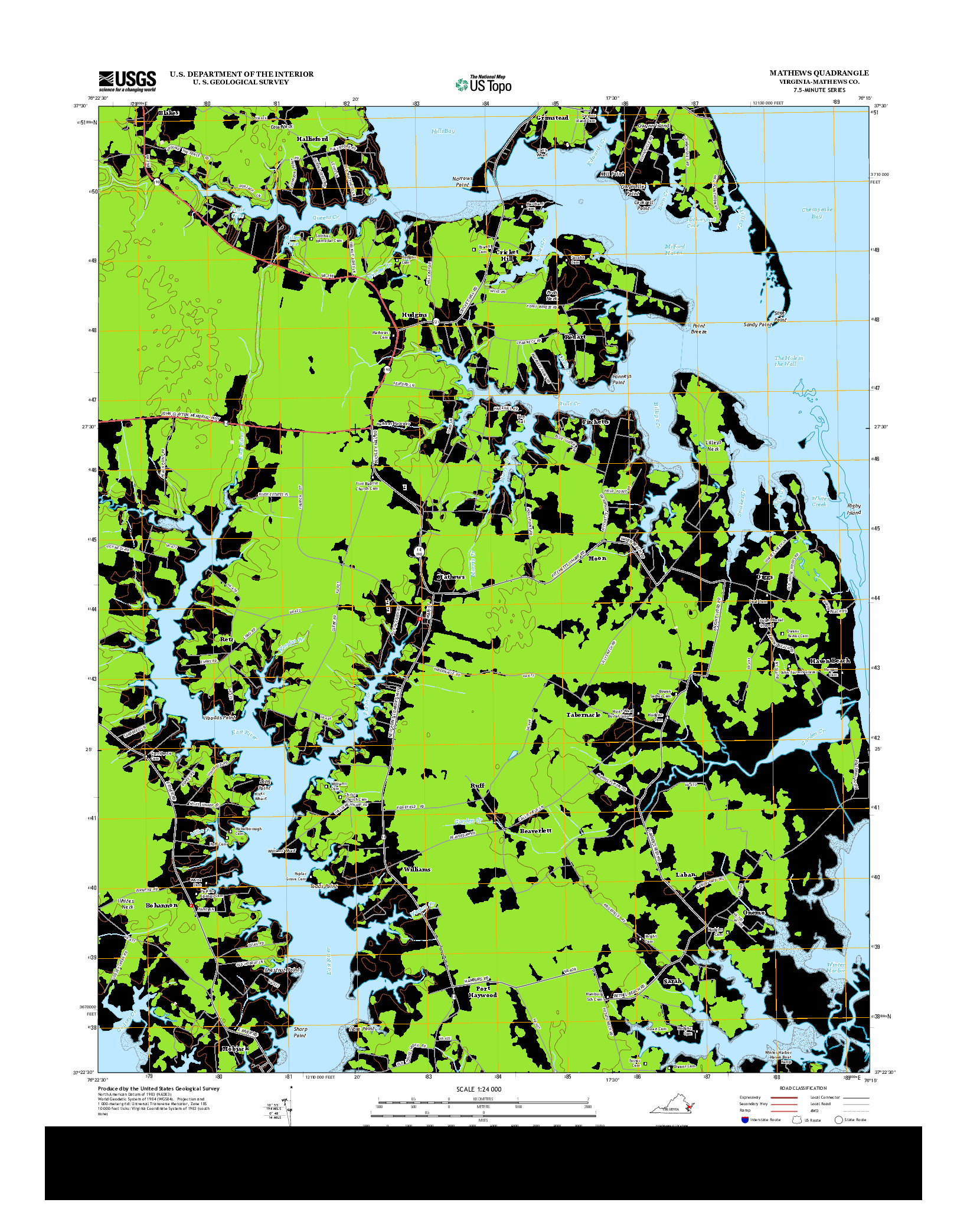 USGS US TOPO 7.5-MINUTE MAP FOR MATHEWS, VA 2013