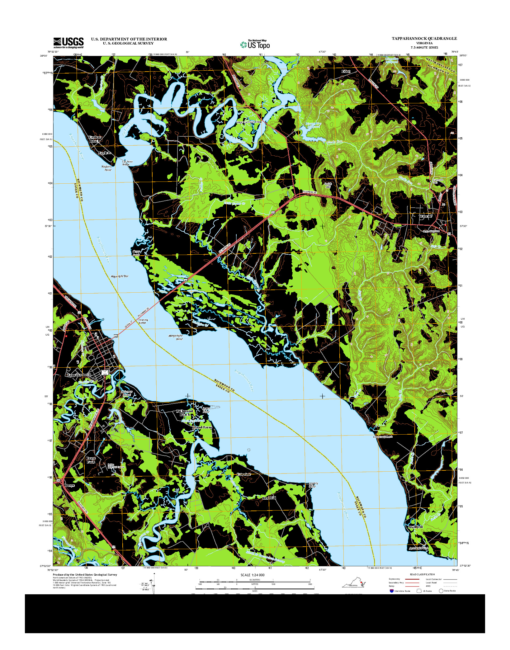 USGS US TOPO 7.5-MINUTE MAP FOR TAPPAHANNOCK, VA 2013