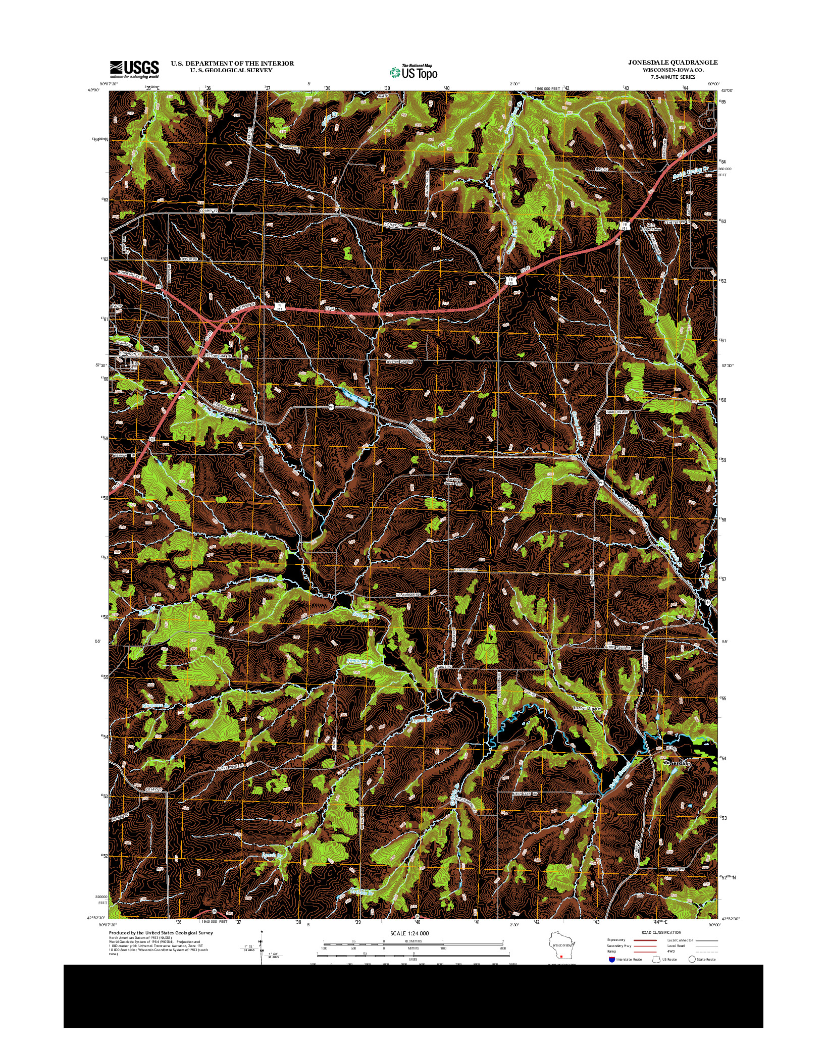 USGS US TOPO 7.5-MINUTE MAP FOR JONESDALE, WI 2013