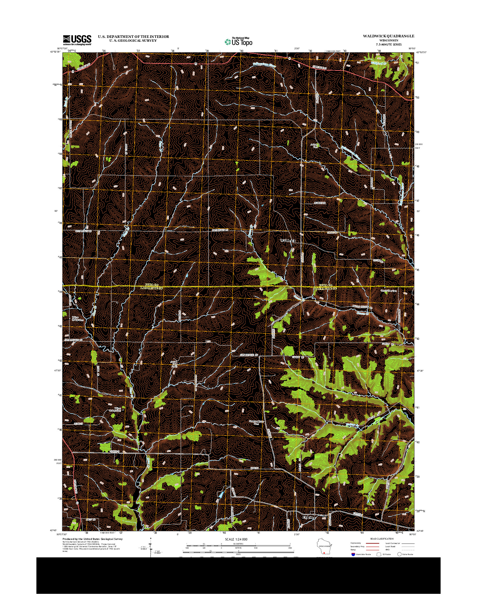 USGS US TOPO 7.5-MINUTE MAP FOR WALDWICK, WI 2013