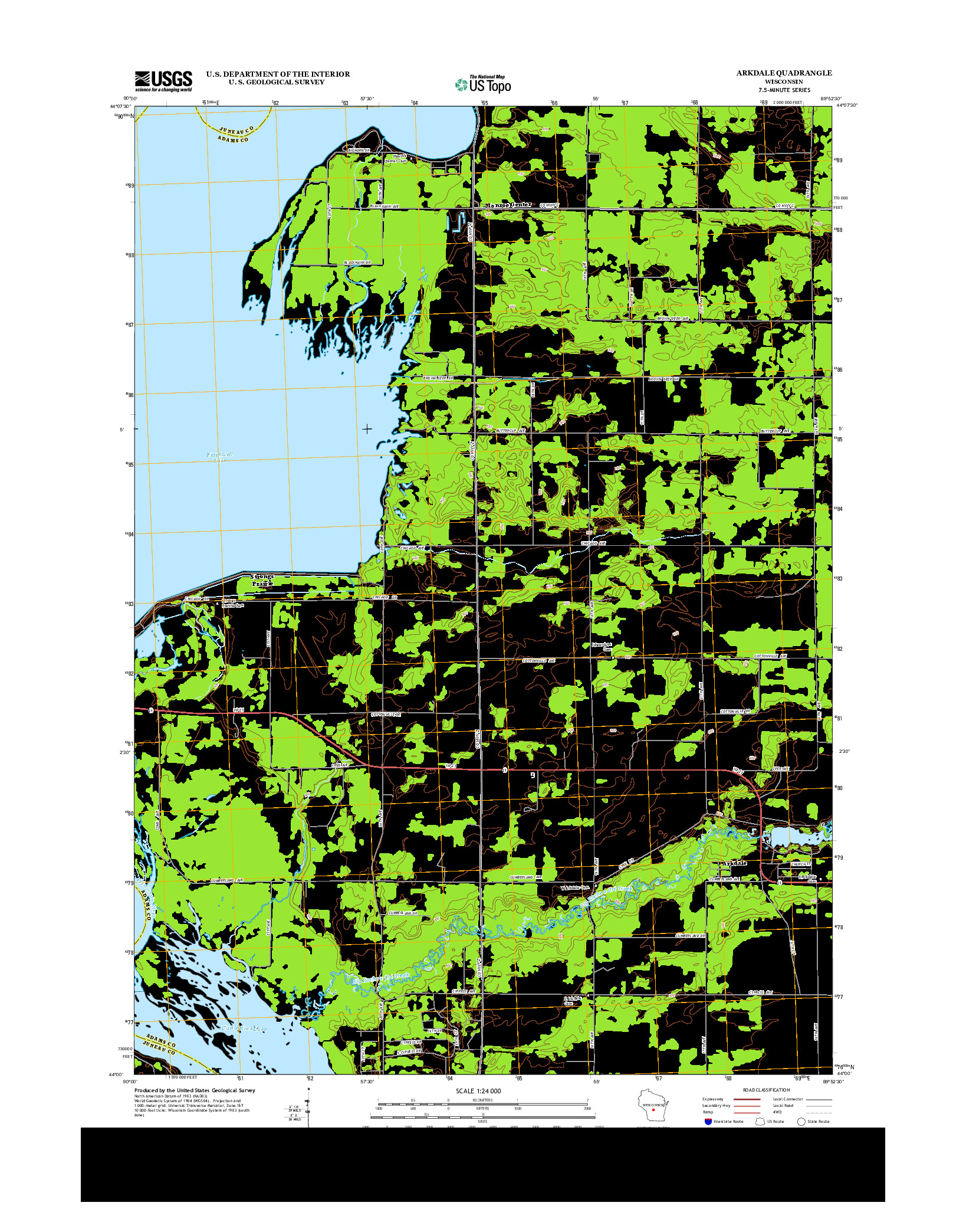 USGS US TOPO 7.5-MINUTE MAP FOR ARKDALE, WI 2013