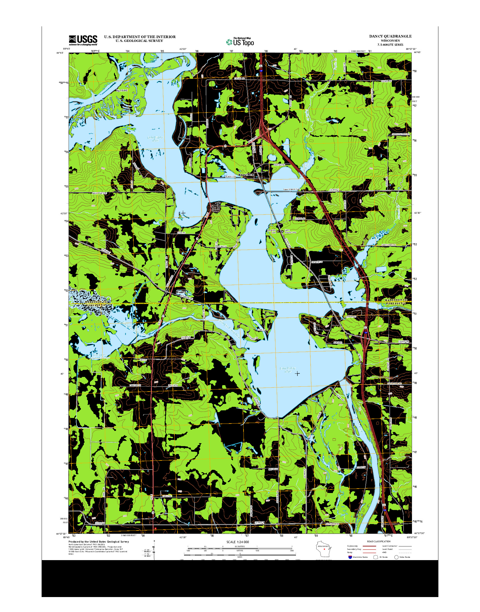 USGS US TOPO 7.5-MINUTE MAP FOR DANCY, WI 2013