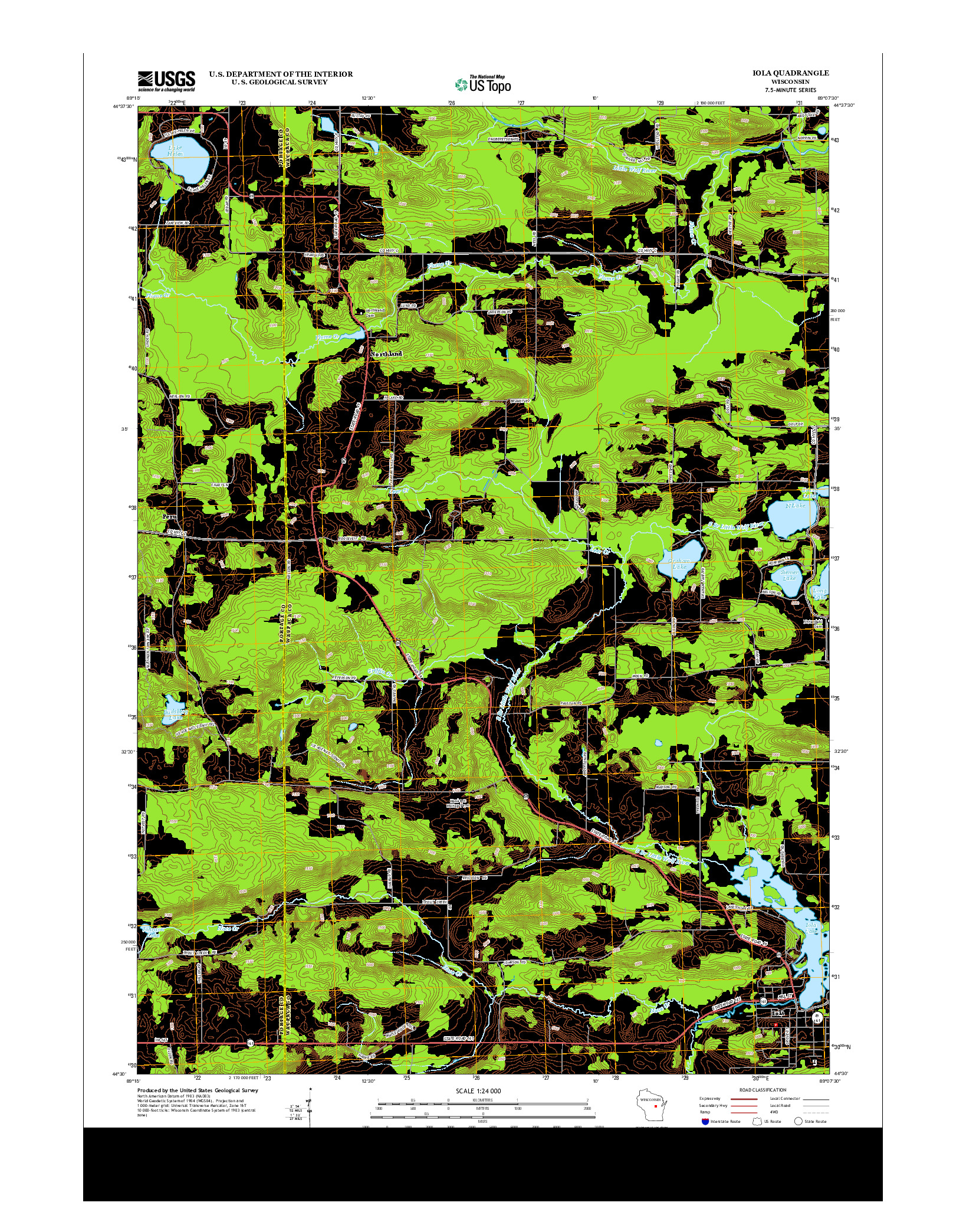 USGS US TOPO 7.5-MINUTE MAP FOR IOLA, WI 2013