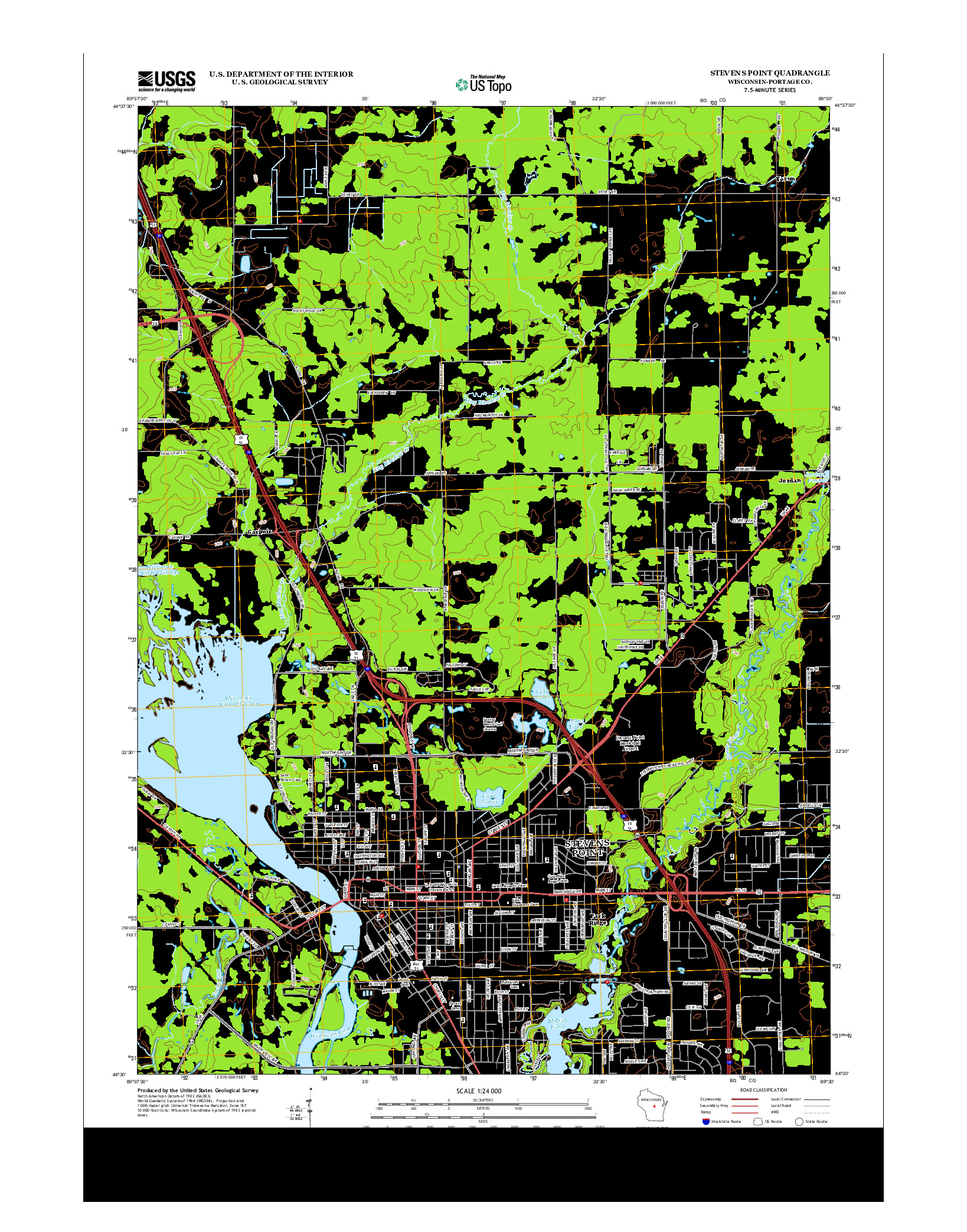 USGS US TOPO 7.5-MINUTE MAP FOR STEVENS POINT, WI 2013