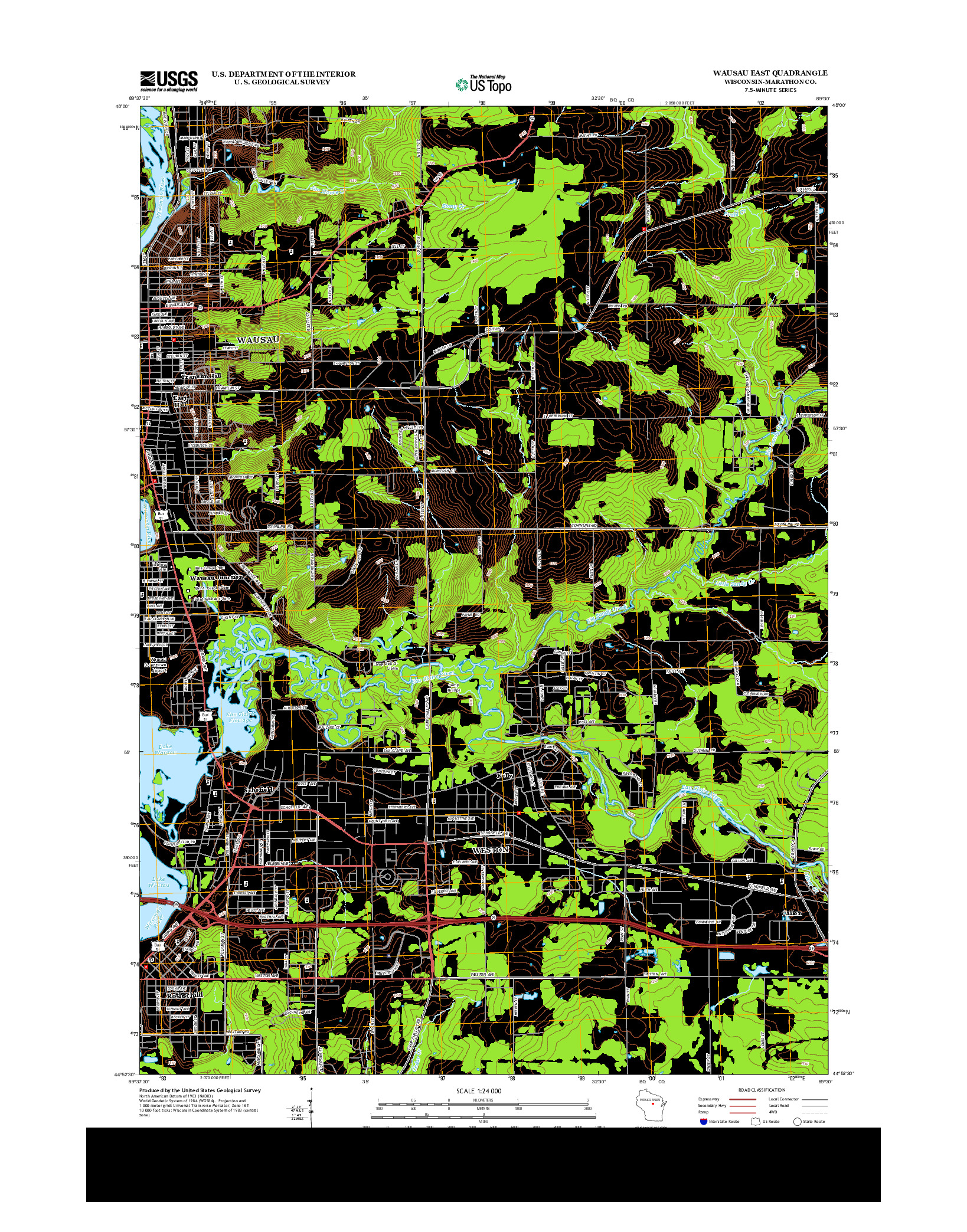 USGS US TOPO 7.5-MINUTE MAP FOR WAUSAU EAST, WI 2013