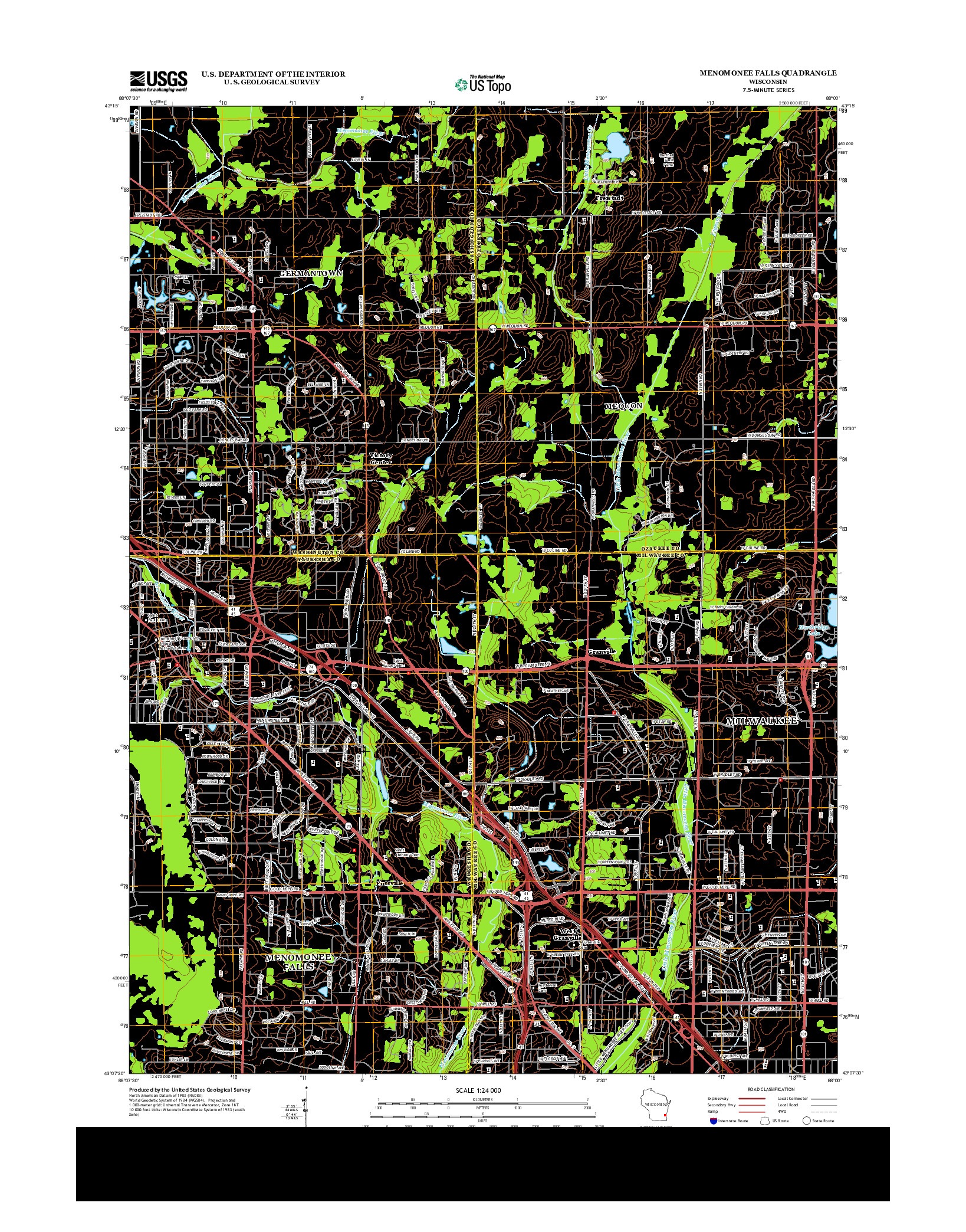 USGS US TOPO 7.5-MINUTE MAP FOR MENOMONEE FALLS, WI 2013