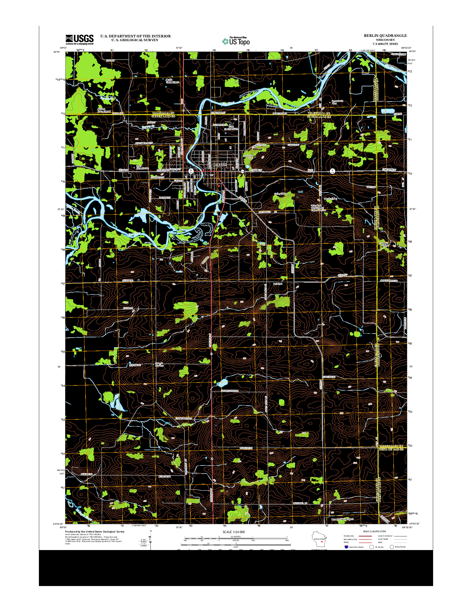 USGS US TOPO 7.5-MINUTE MAP FOR BERLIN, WI 2013