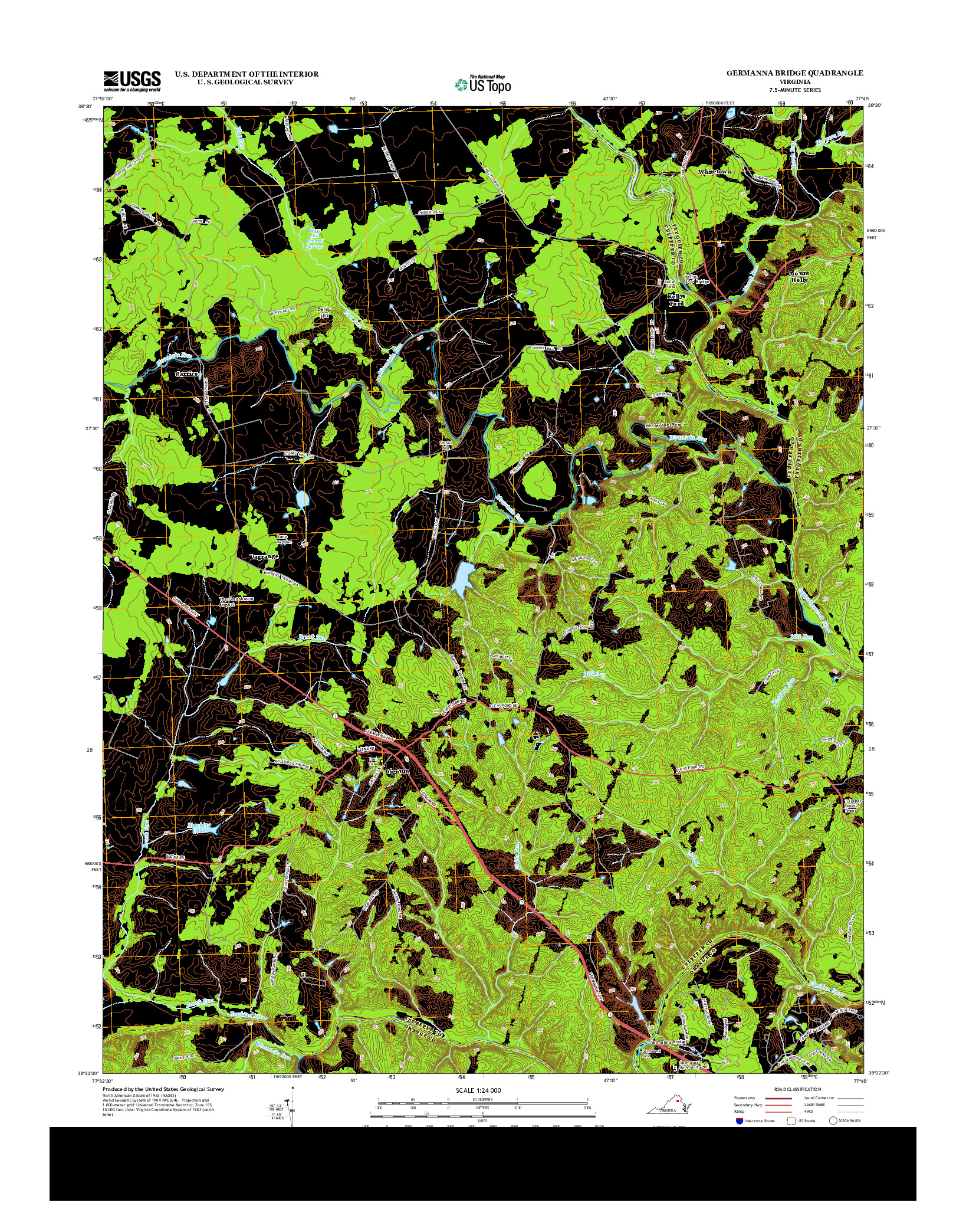 USGS US TOPO 7.5-MINUTE MAP FOR GERMANNA BRIDGE, VA 2013