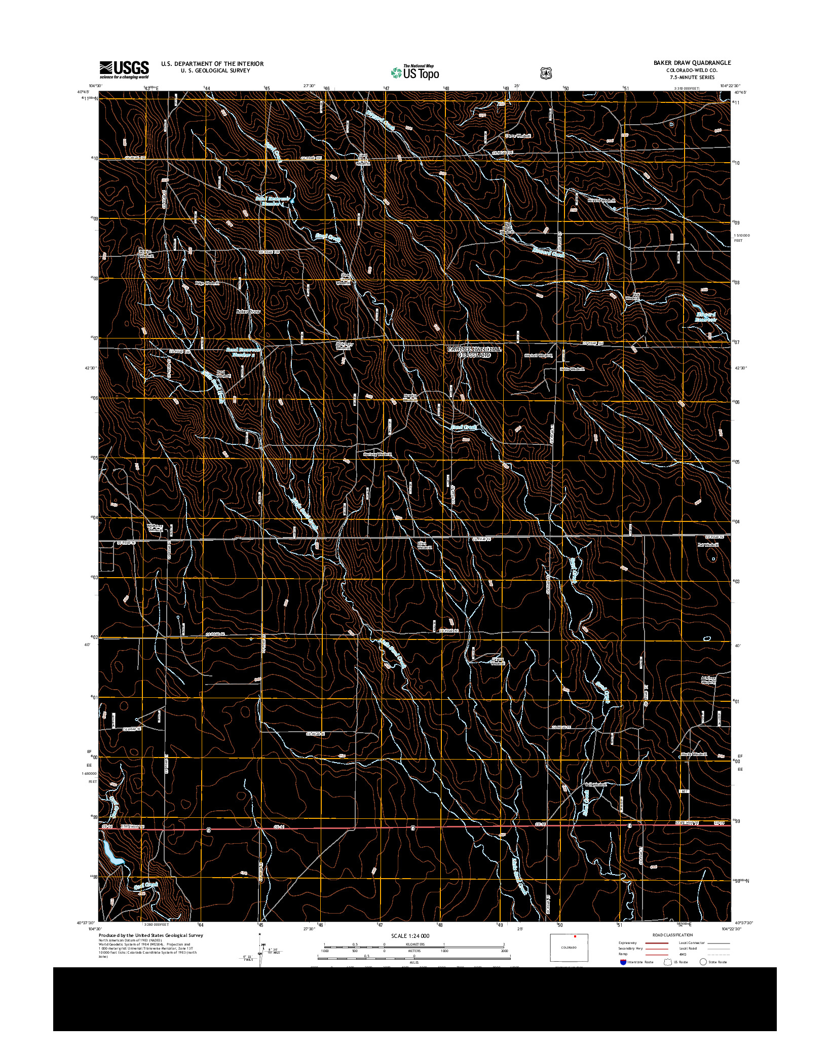 USGS US TOPO 7.5-MINUTE MAP FOR BAKER DRAW, CO 2013