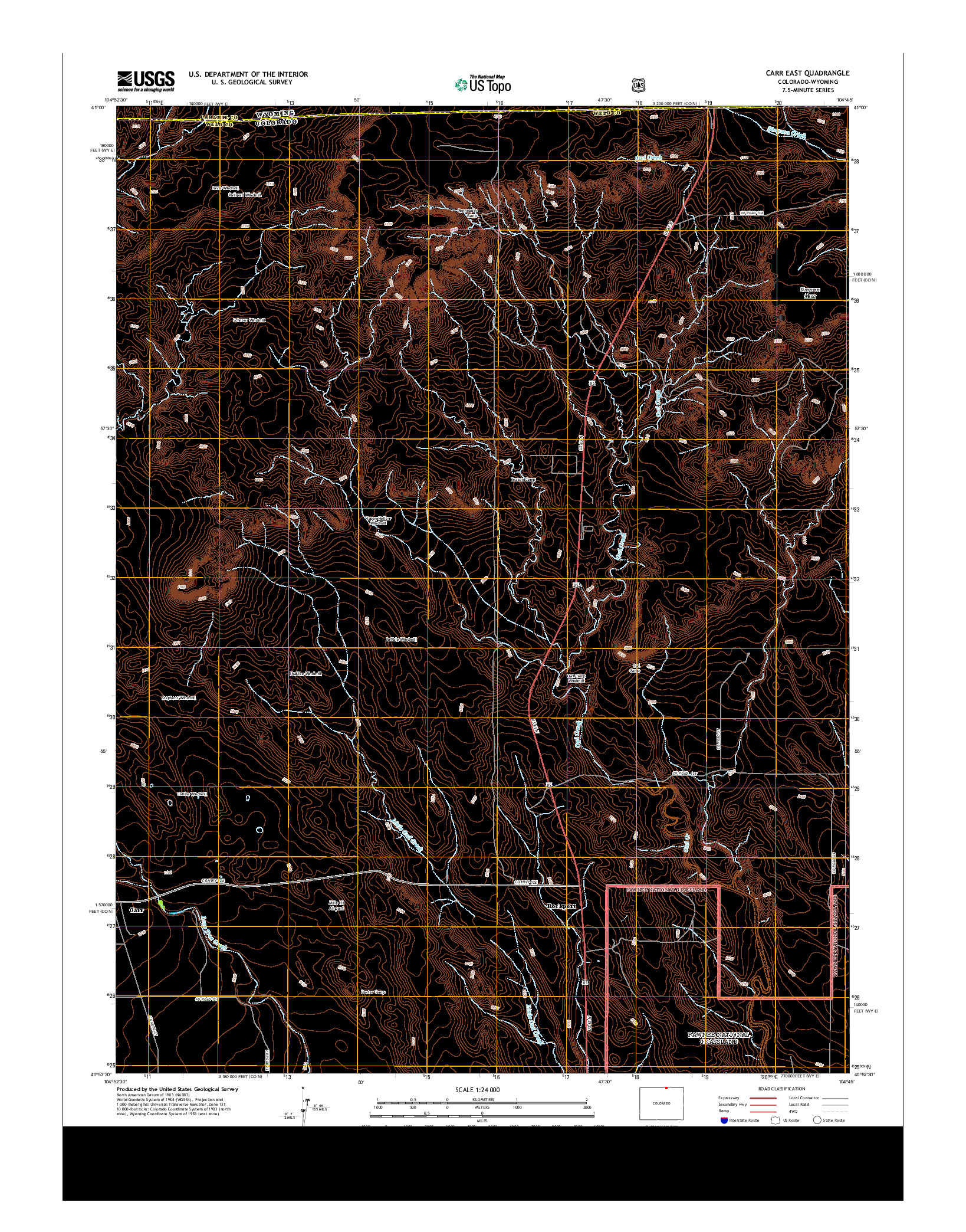 USGS US TOPO 7.5-MINUTE MAP FOR CARR EAST, CO-WY 2013