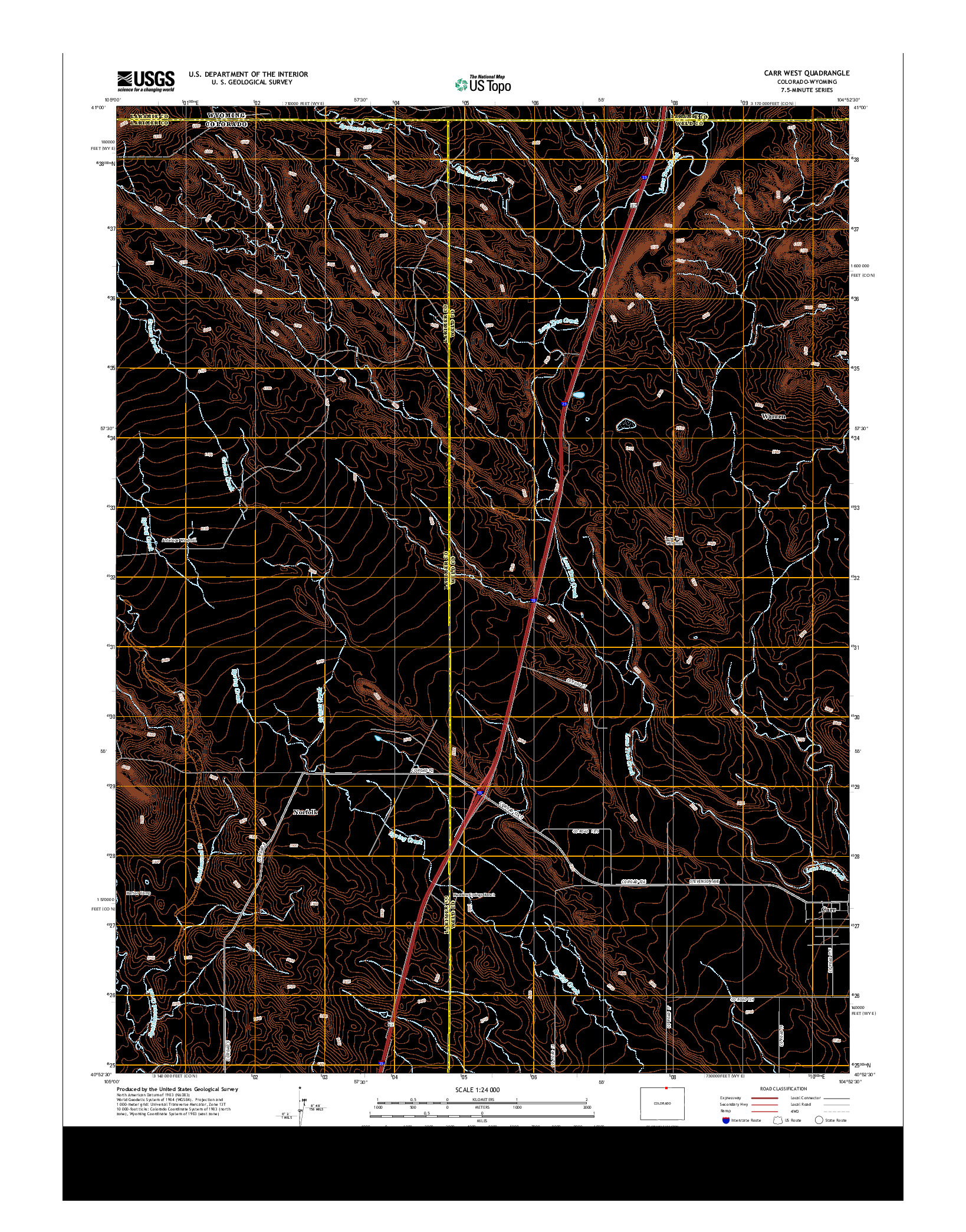 USGS US TOPO 7.5-MINUTE MAP FOR CARR WEST, CO-WY 2013