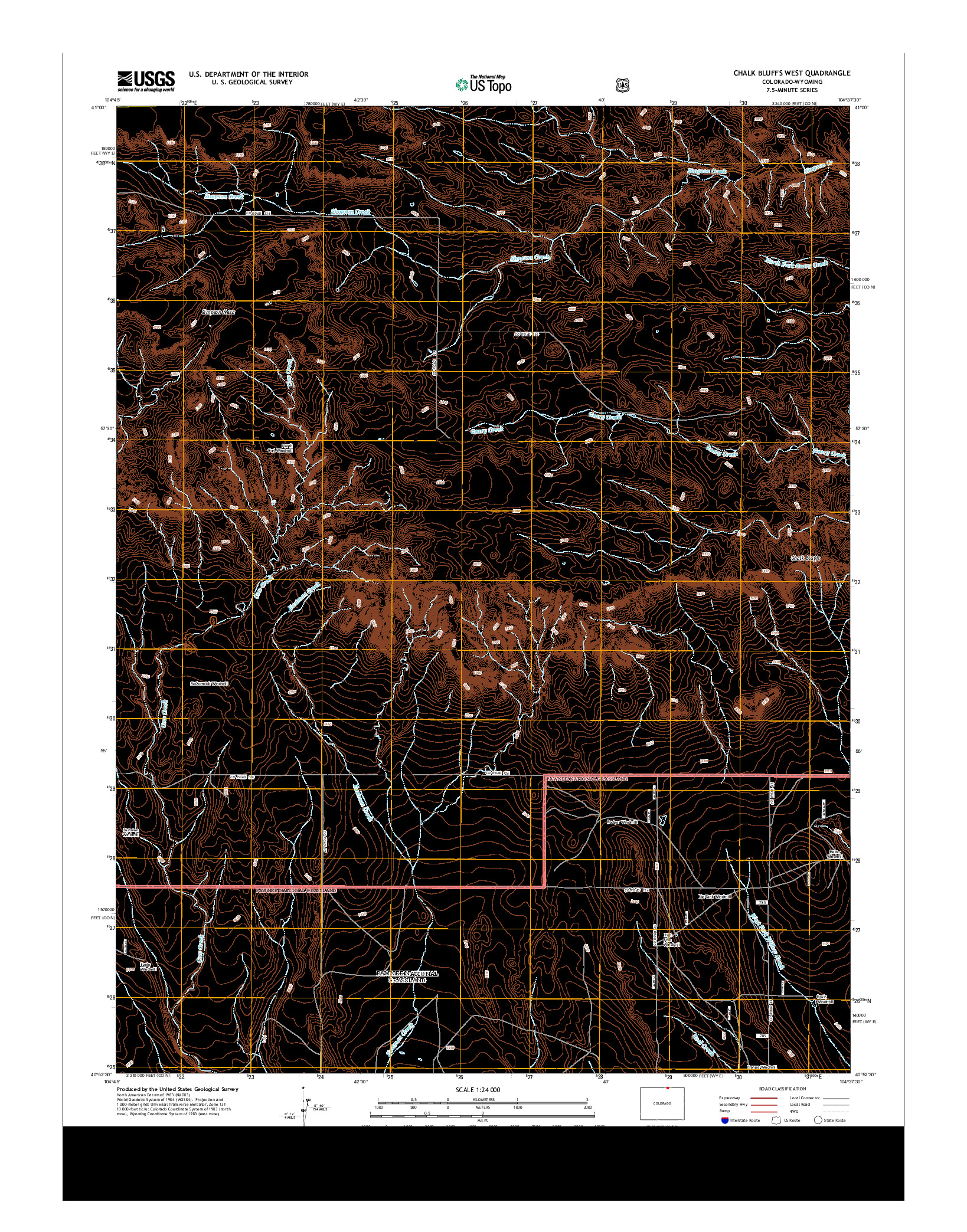USGS US TOPO 7.5-MINUTE MAP FOR CHALK BLUFFS WEST, CO-WY 2013