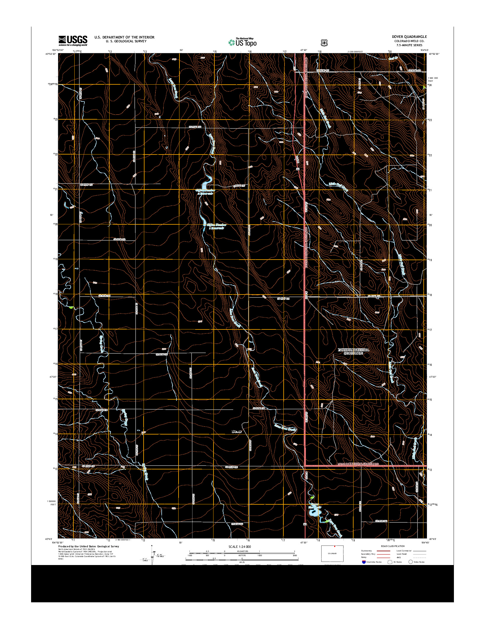 USGS US TOPO 7.5-MINUTE MAP FOR DOVER, CO 2013