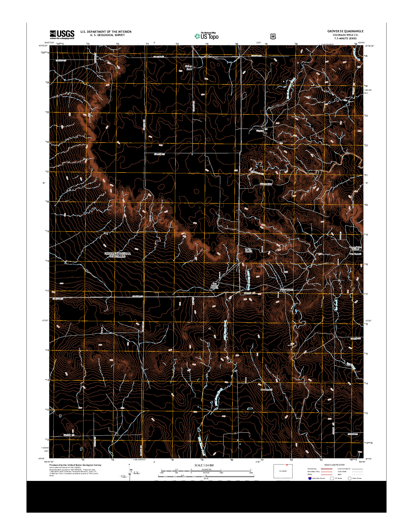 USGS US TOPO 7.5-MINUTE MAP FOR GROVER SE, CO 2013