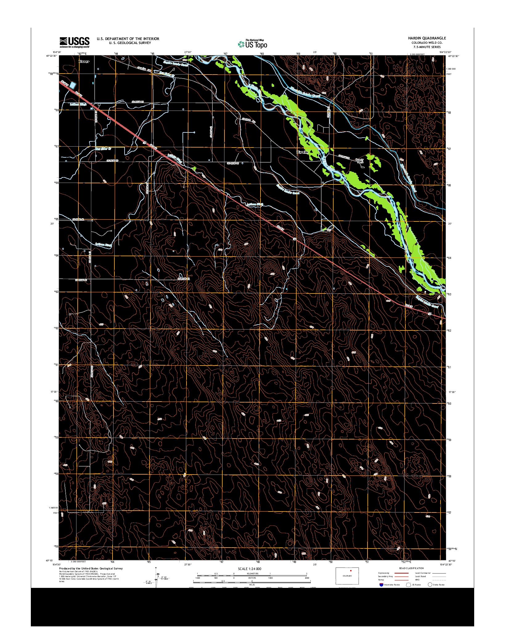 USGS US TOPO 7.5-MINUTE MAP FOR HARDIN, CO 2013