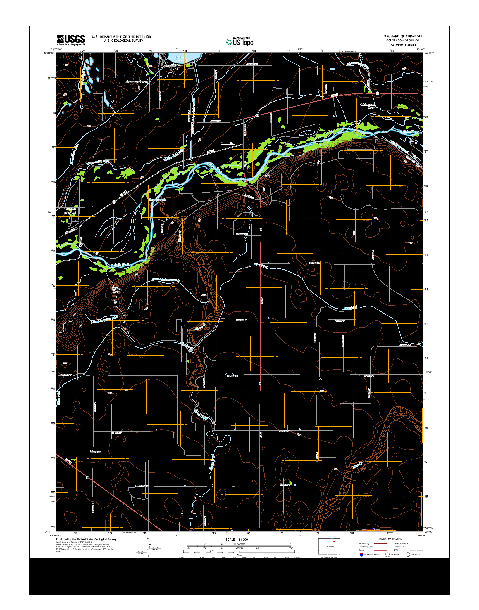 USGS US TOPO 7.5-MINUTE MAP FOR ORCHARD, CO 2013