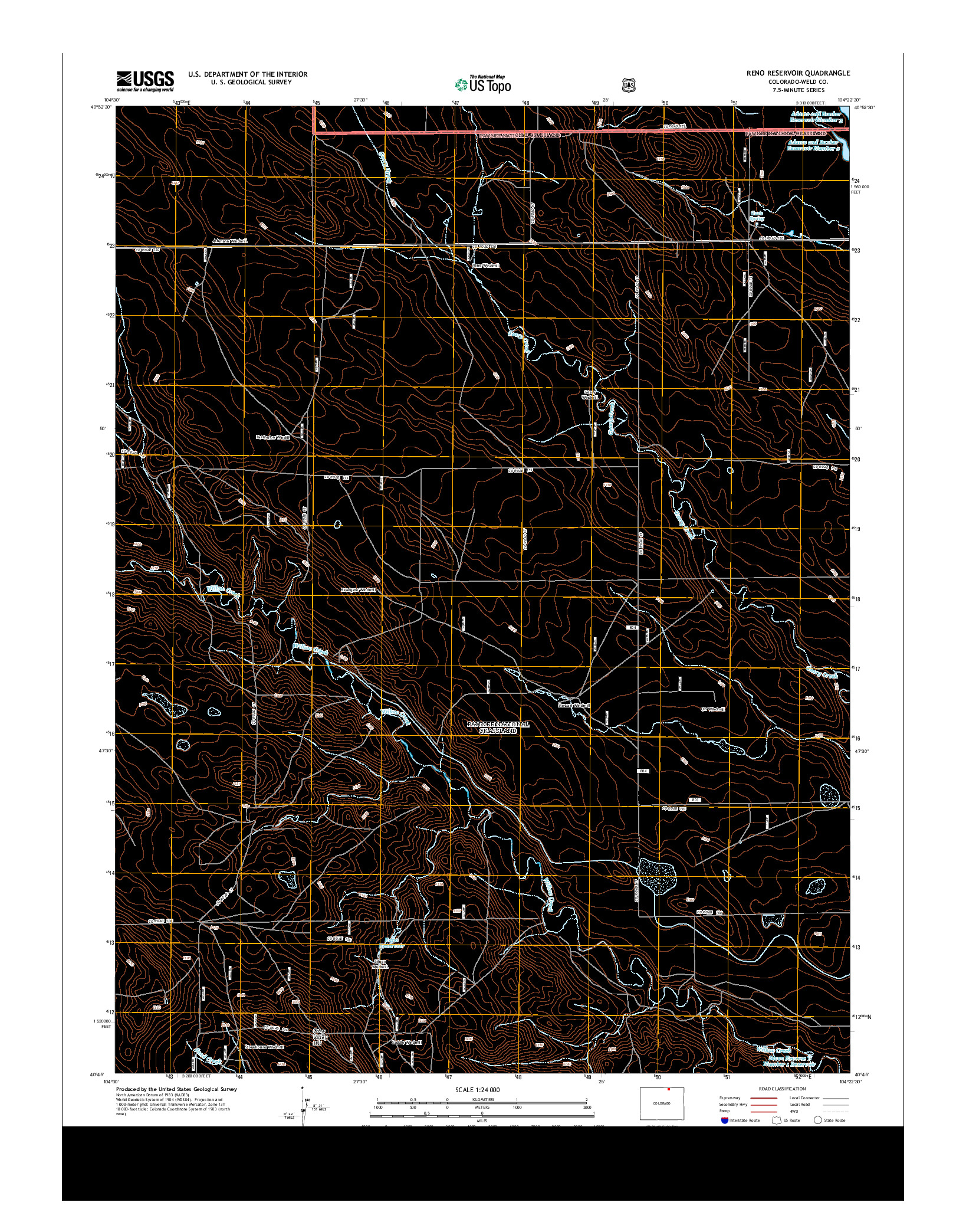 USGS US TOPO 7.5-MINUTE MAP FOR RENO RESERVOIR, CO 2013