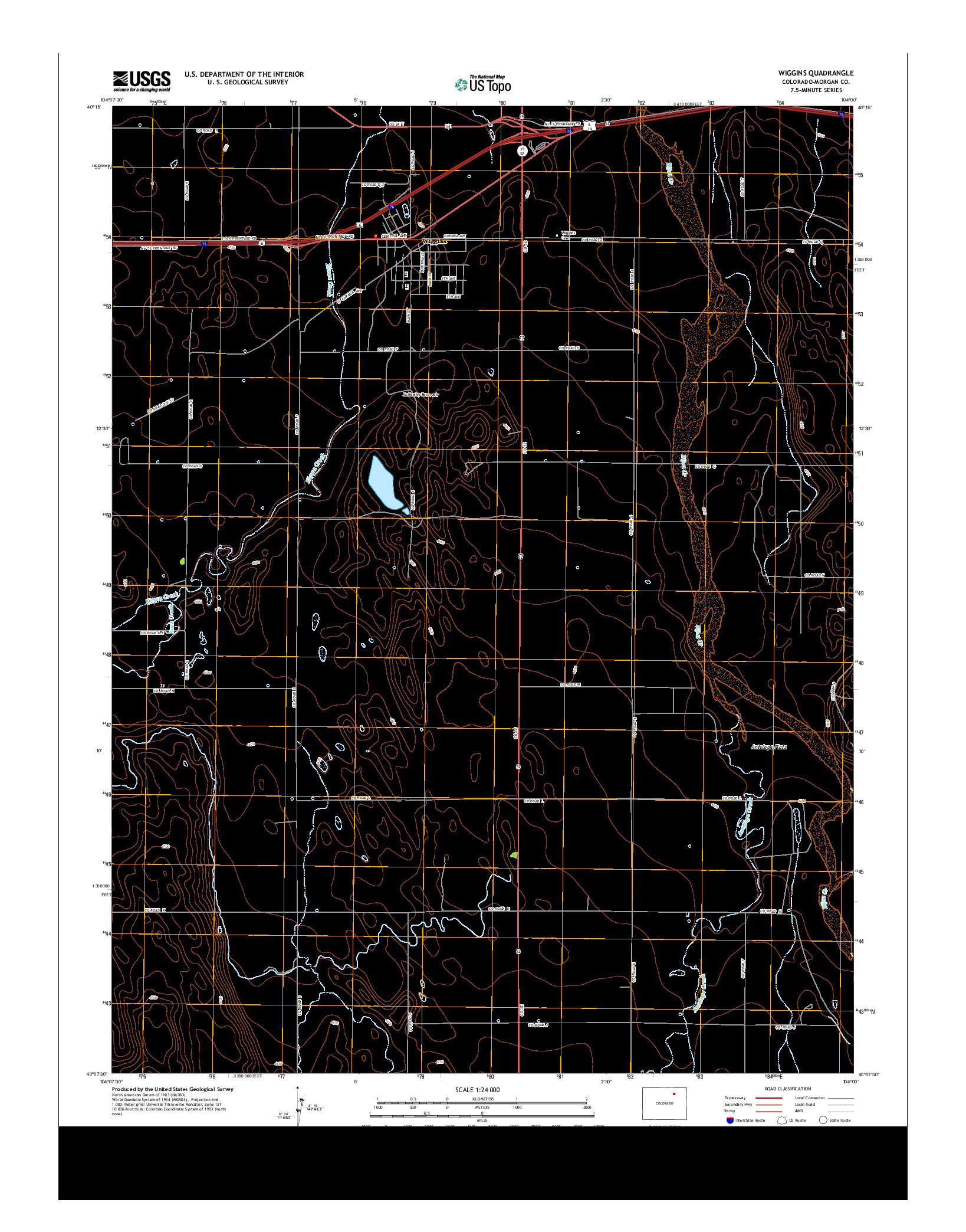 USGS US TOPO 7.5-MINUTE MAP FOR WIGGINS, CO 2013