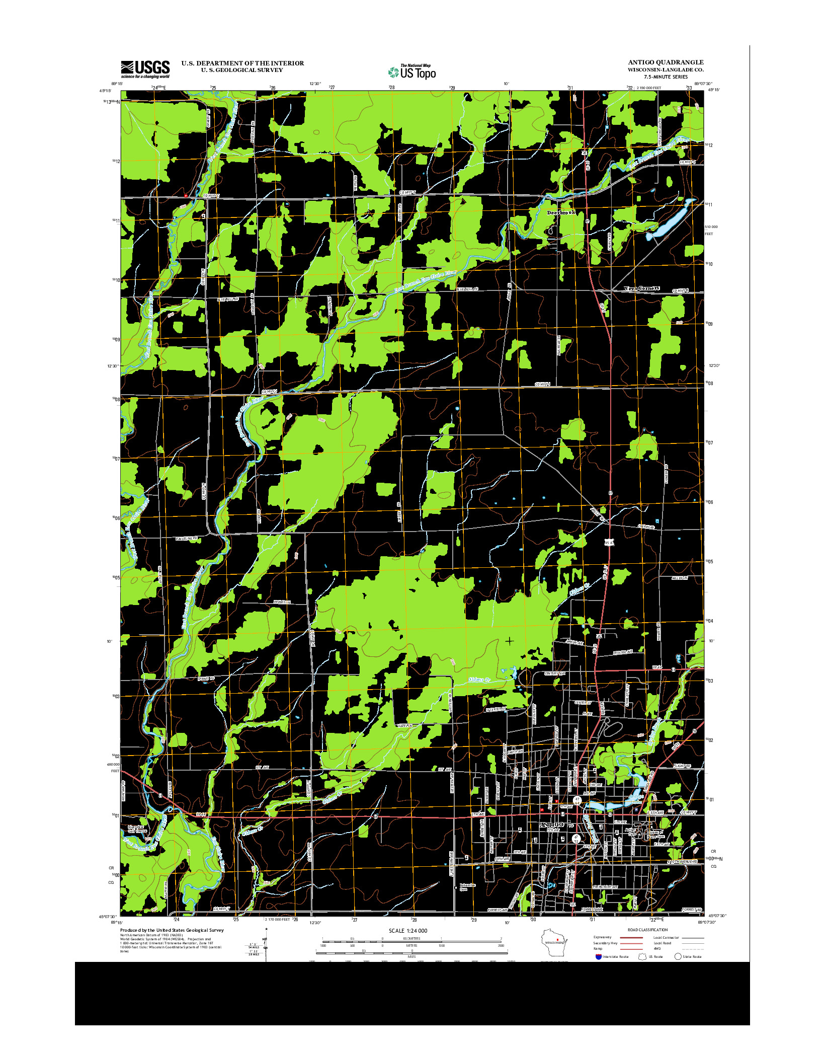 USGS US TOPO 7.5-MINUTE MAP FOR ANTIGO, WI 2013