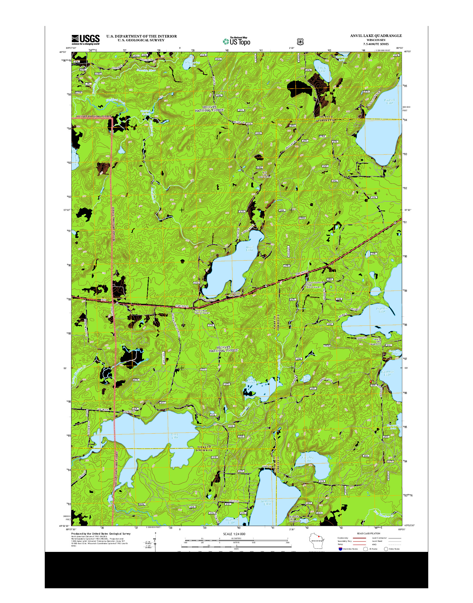 USGS US TOPO 7.5-MINUTE MAP FOR ANVIL LAKE, WI 2013