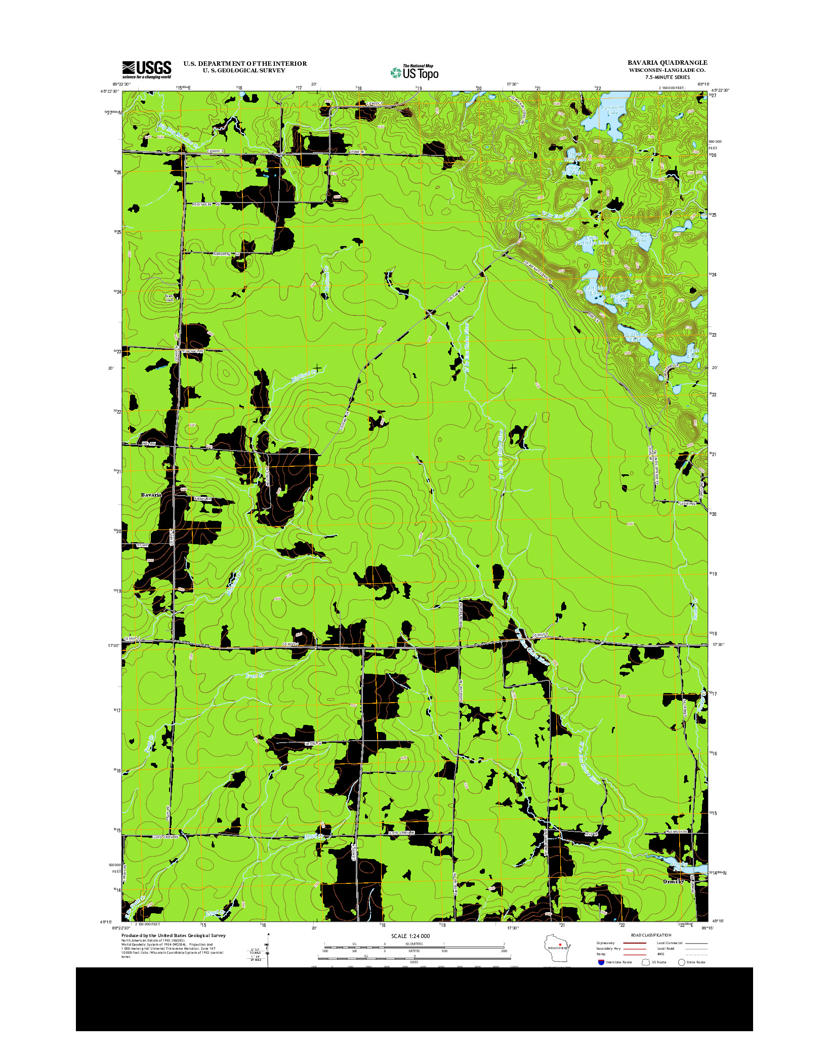 USGS US TOPO 7.5-MINUTE MAP FOR BAVARIA, WI 2013
