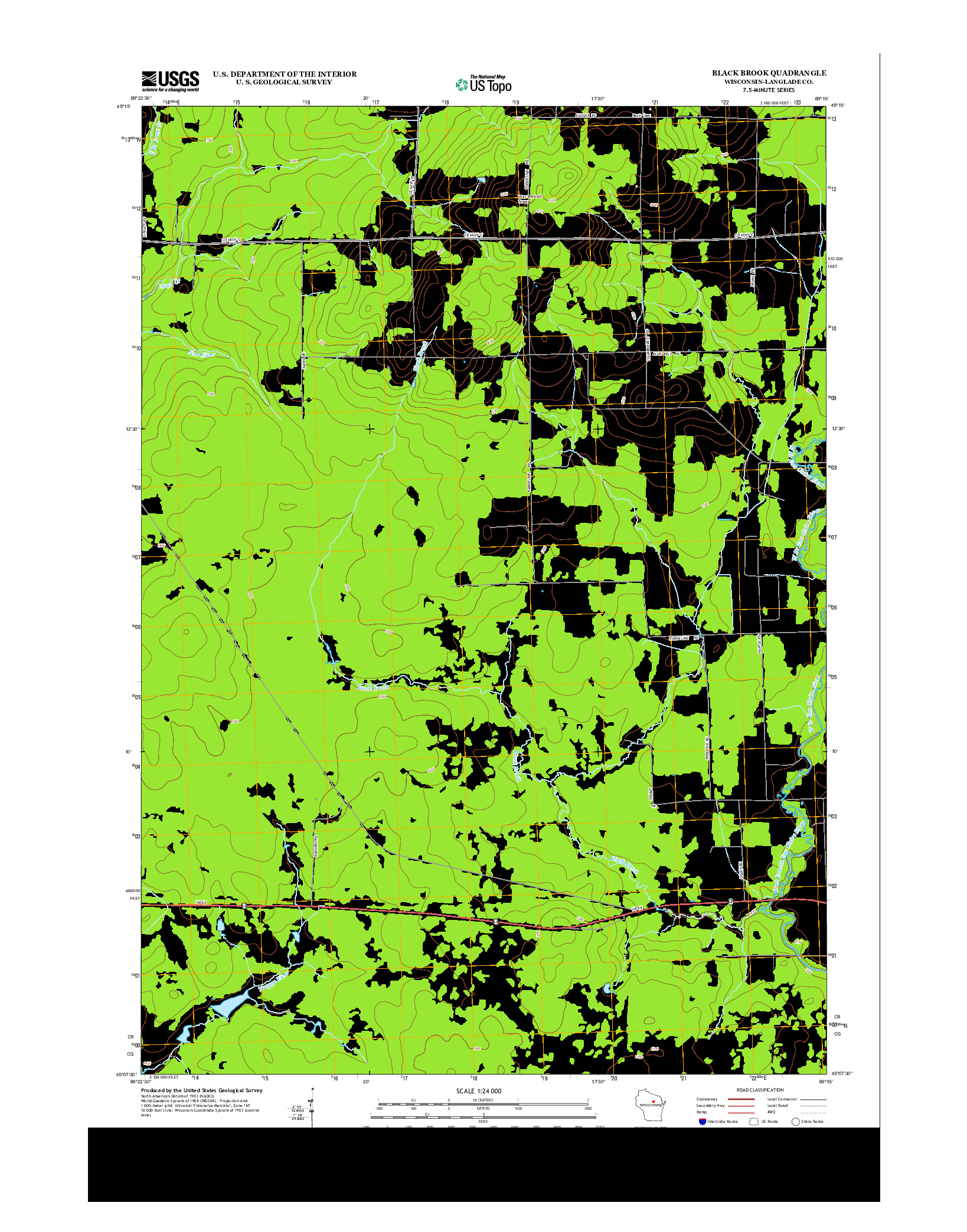 USGS US TOPO 7.5-MINUTE MAP FOR BLACK BROOK, WI 2013