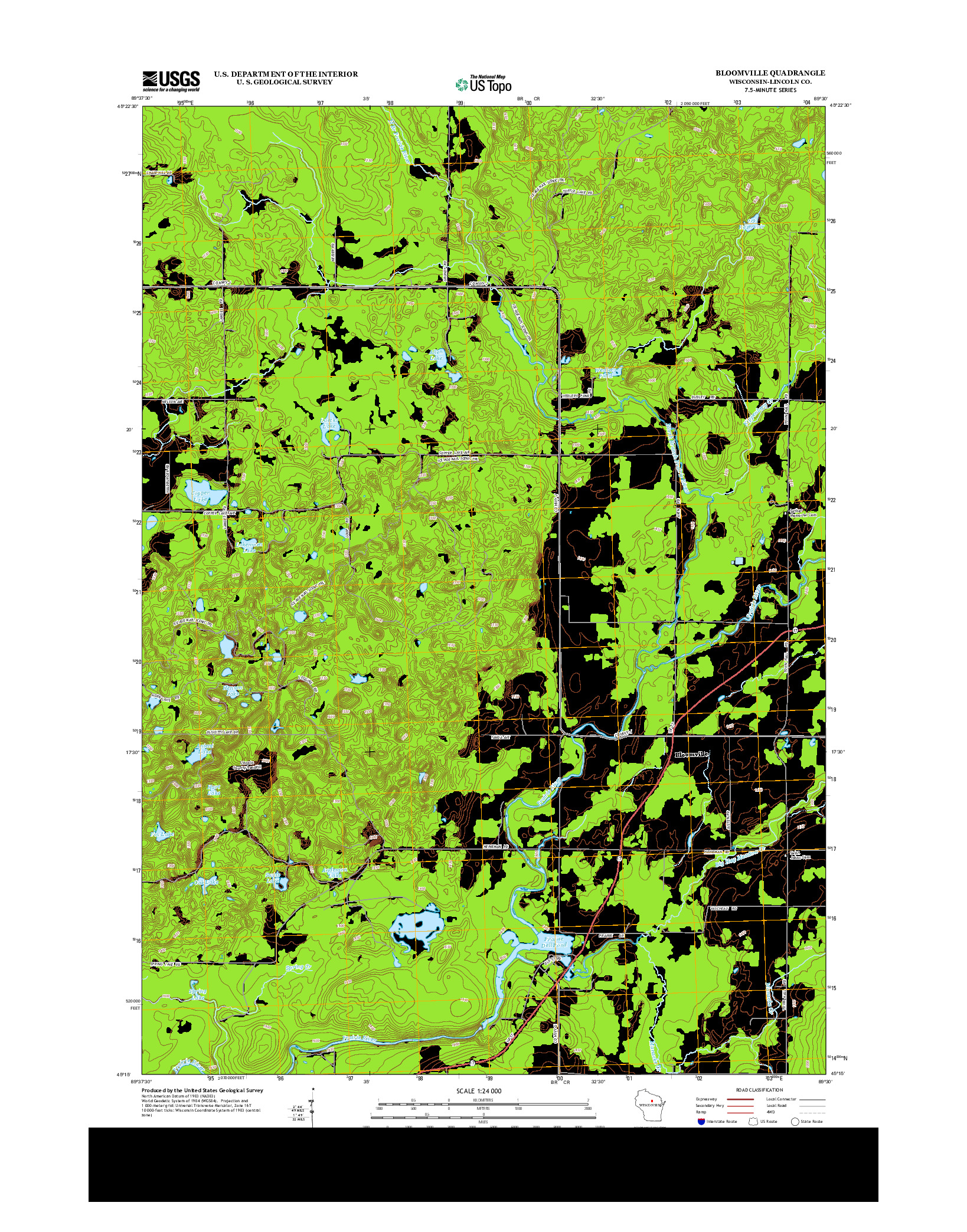 USGS US TOPO 7.5-MINUTE MAP FOR BLOOMVILLE, WI 2013