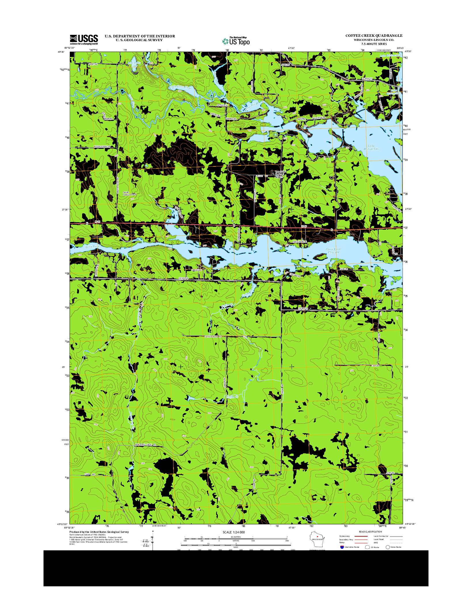 USGS US TOPO 7.5-MINUTE MAP FOR COFFEE CREEK, WI 2013