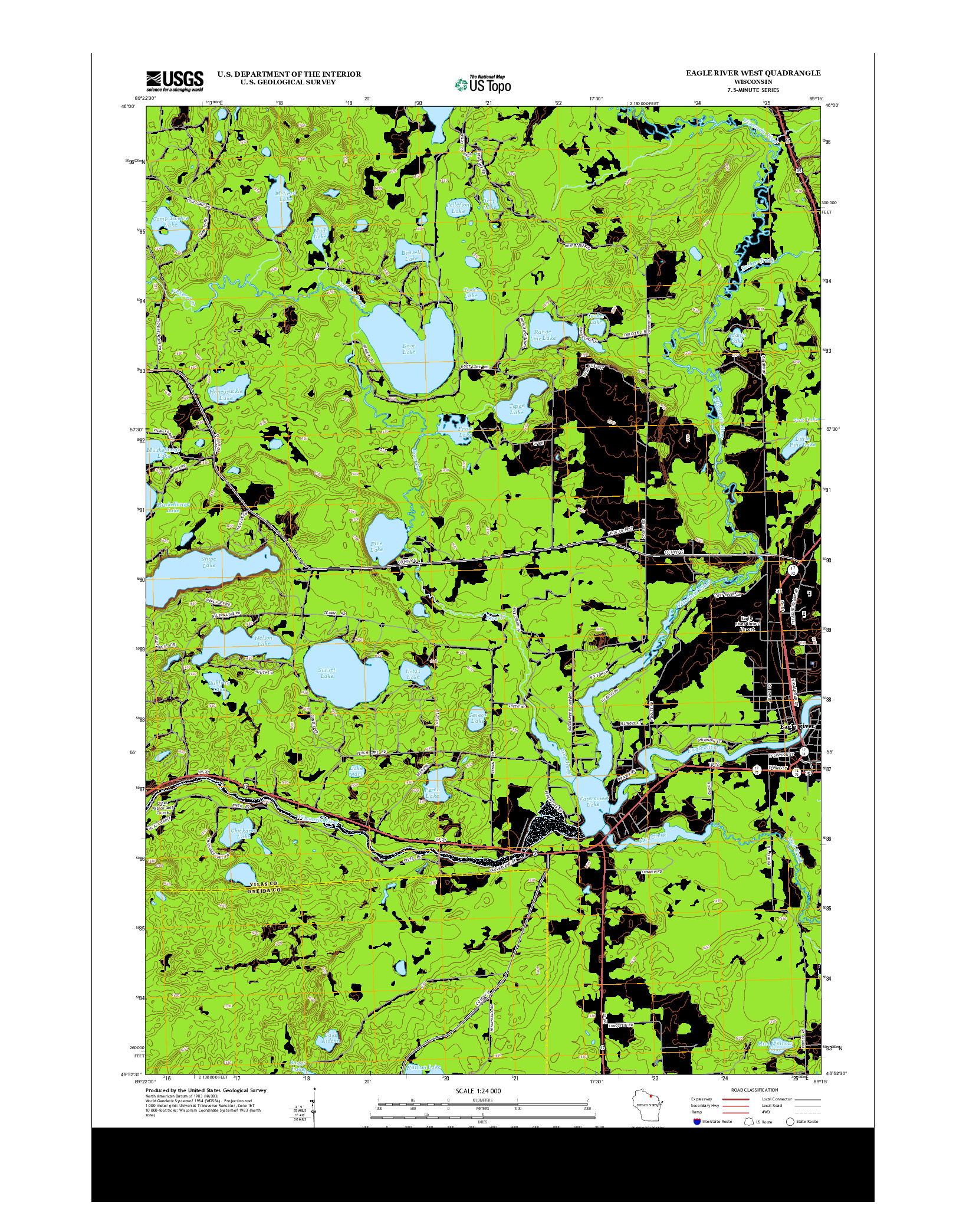 USGS US TOPO 7.5-MINUTE MAP FOR EAGLE RIVER WEST, WI 2013