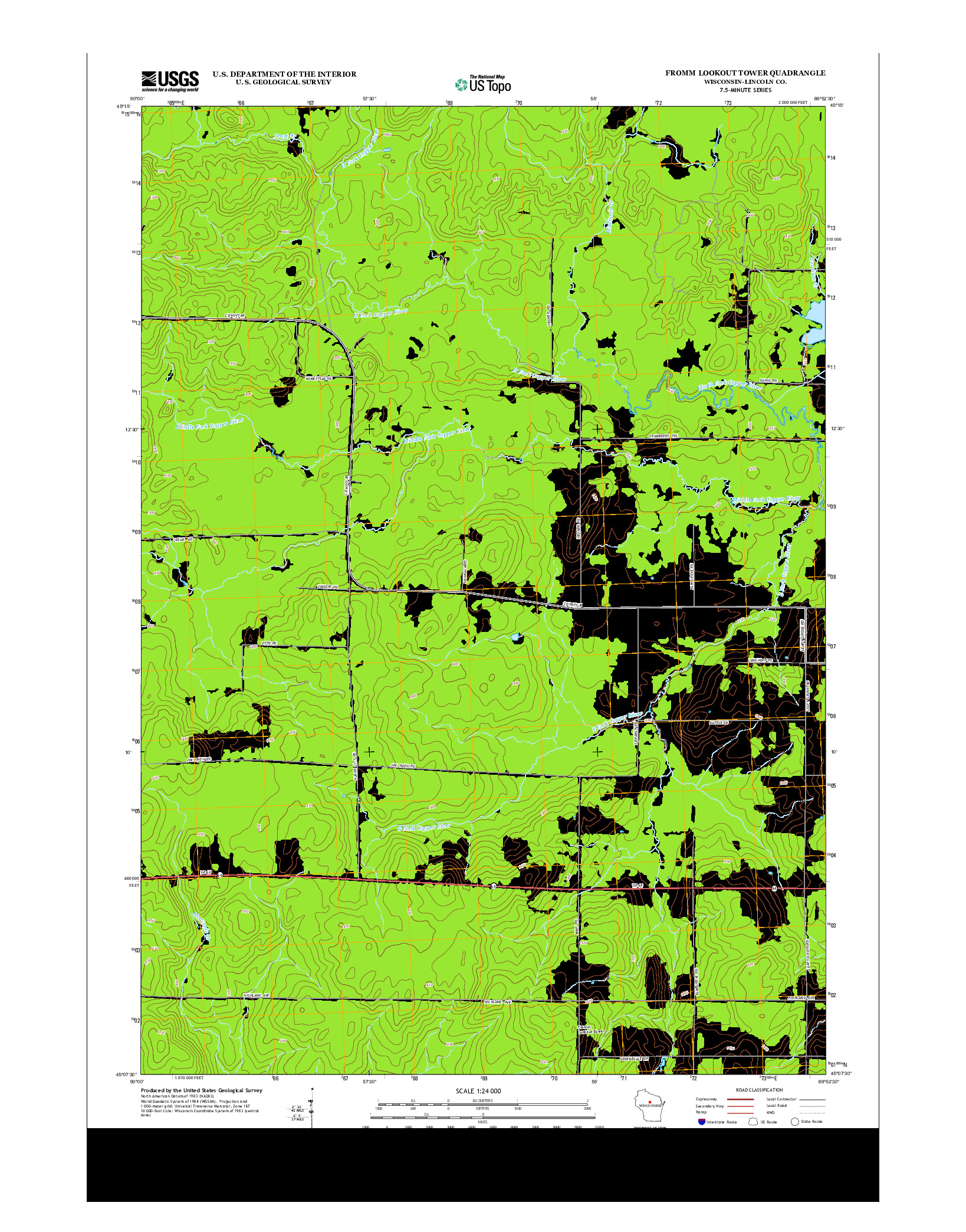 USGS US TOPO 7.5-MINUTE MAP FOR FROMM LOOKOUT TOWER, WI 2013