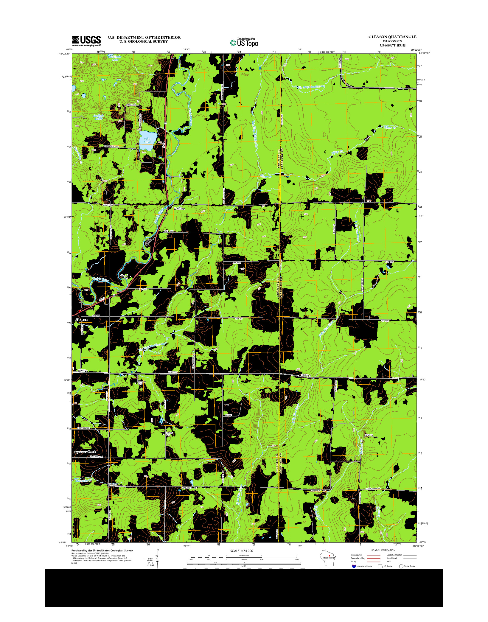 USGS US TOPO 7.5-MINUTE MAP FOR GLEASON, WI 2013