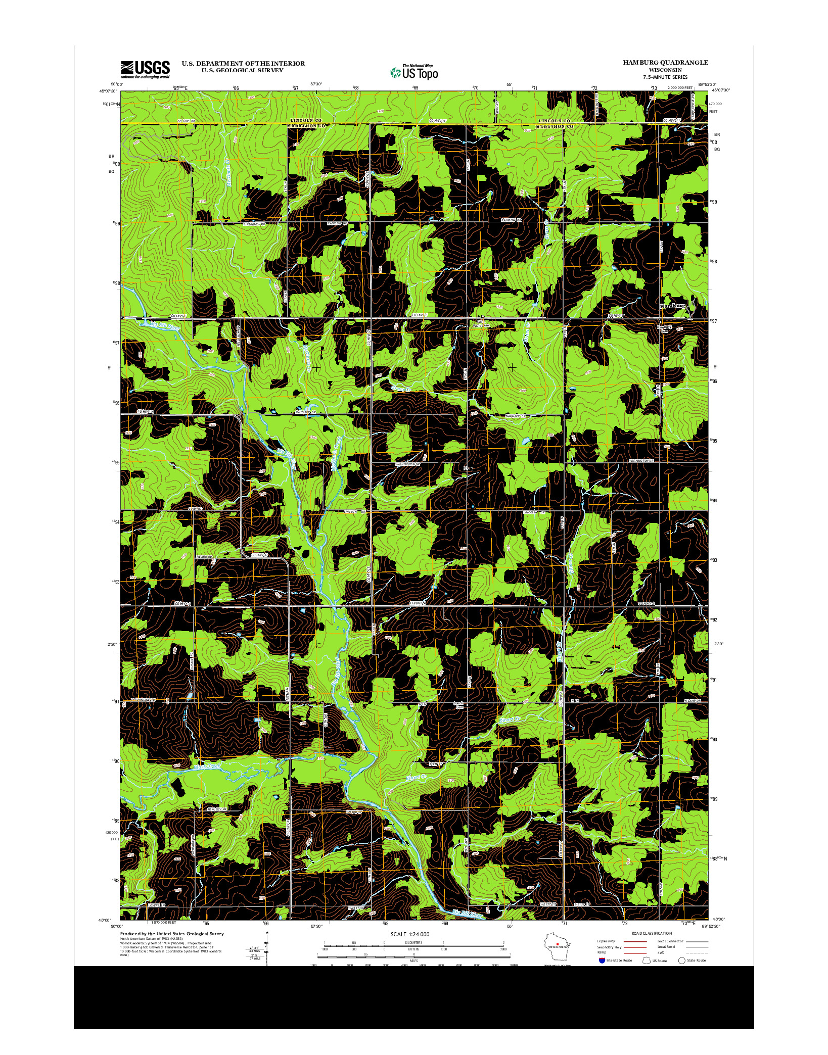 USGS US TOPO 7.5-MINUTE MAP FOR HAMBURG, WI 2013