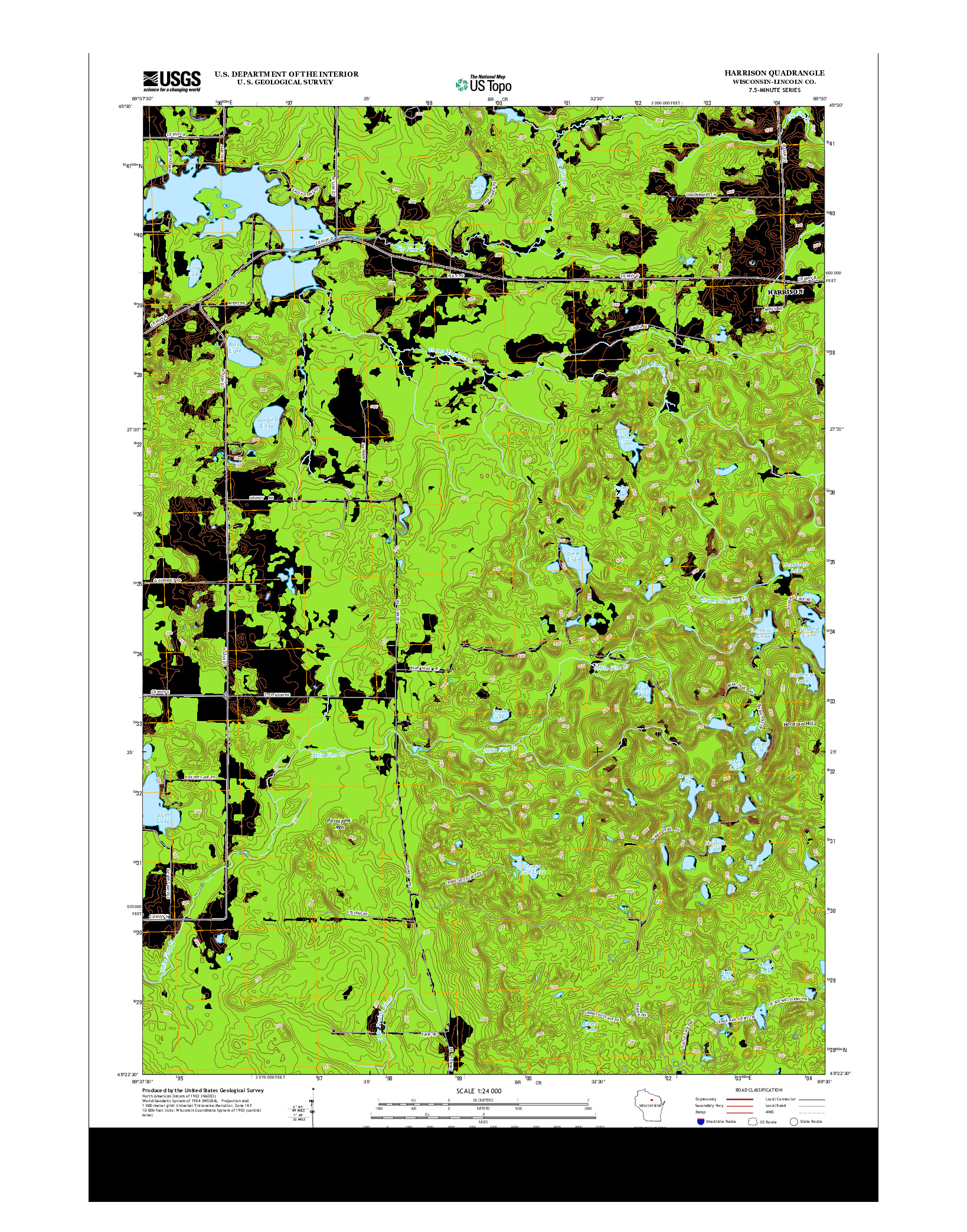 USGS US TOPO 7.5-MINUTE MAP FOR HARRISON, WI 2013