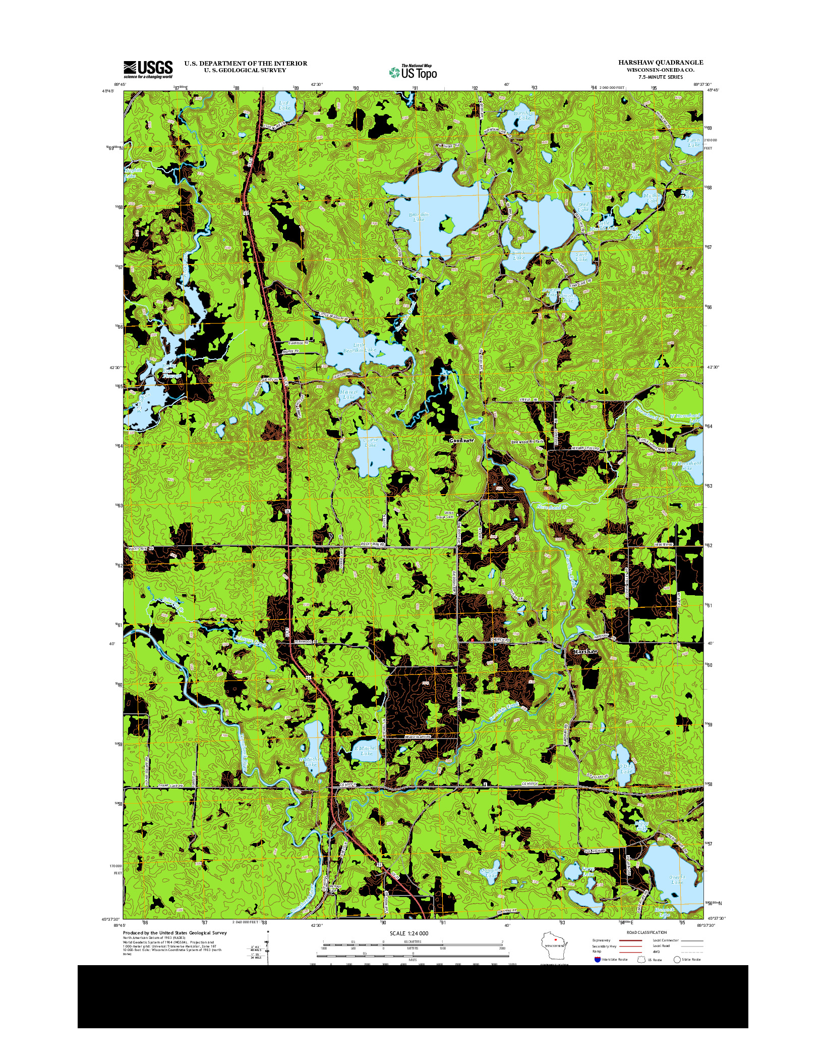 USGS US TOPO 7.5-MINUTE MAP FOR HARSHAW, WI 2013