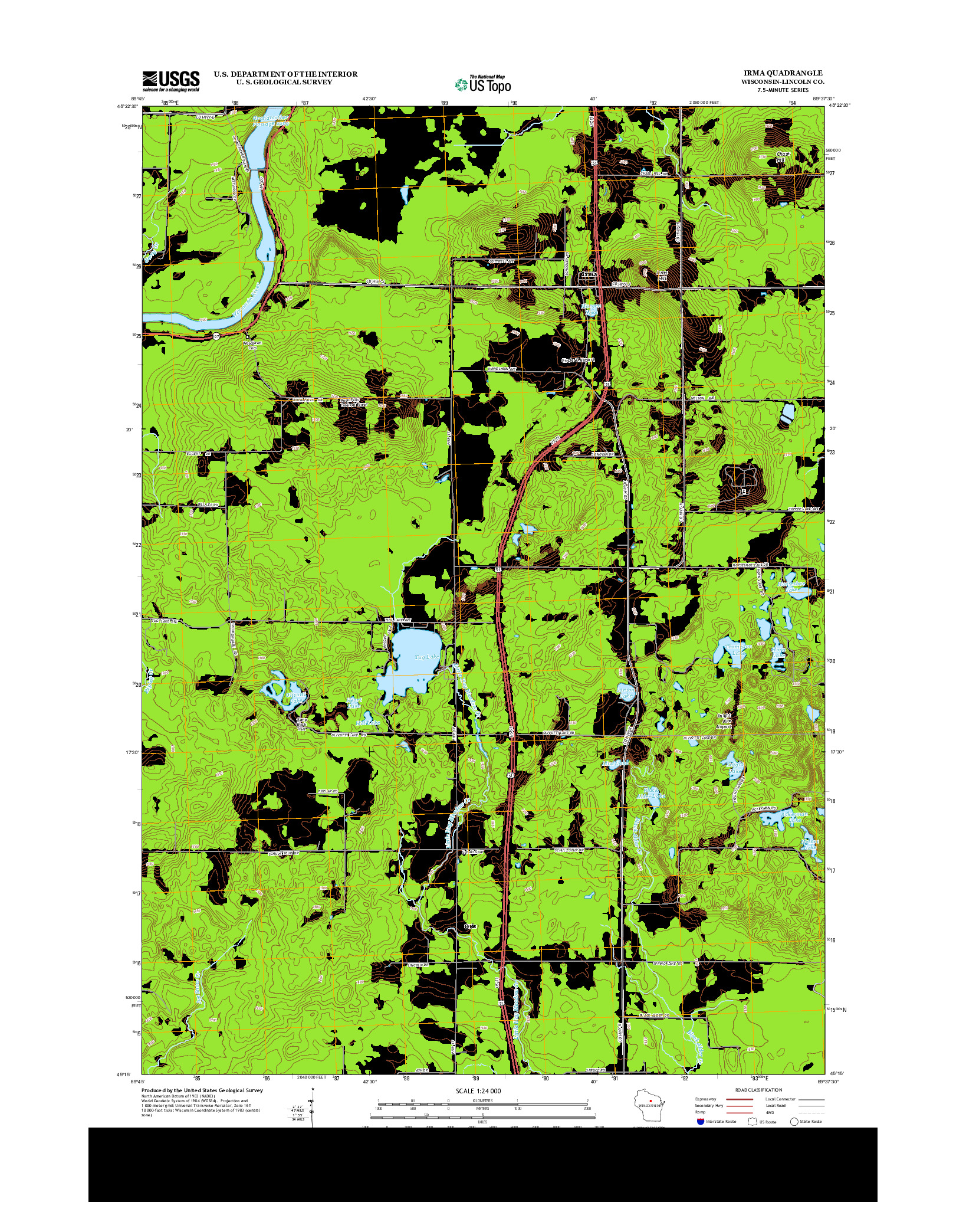 USGS US TOPO 7.5-MINUTE MAP FOR IRMA, WI 2013