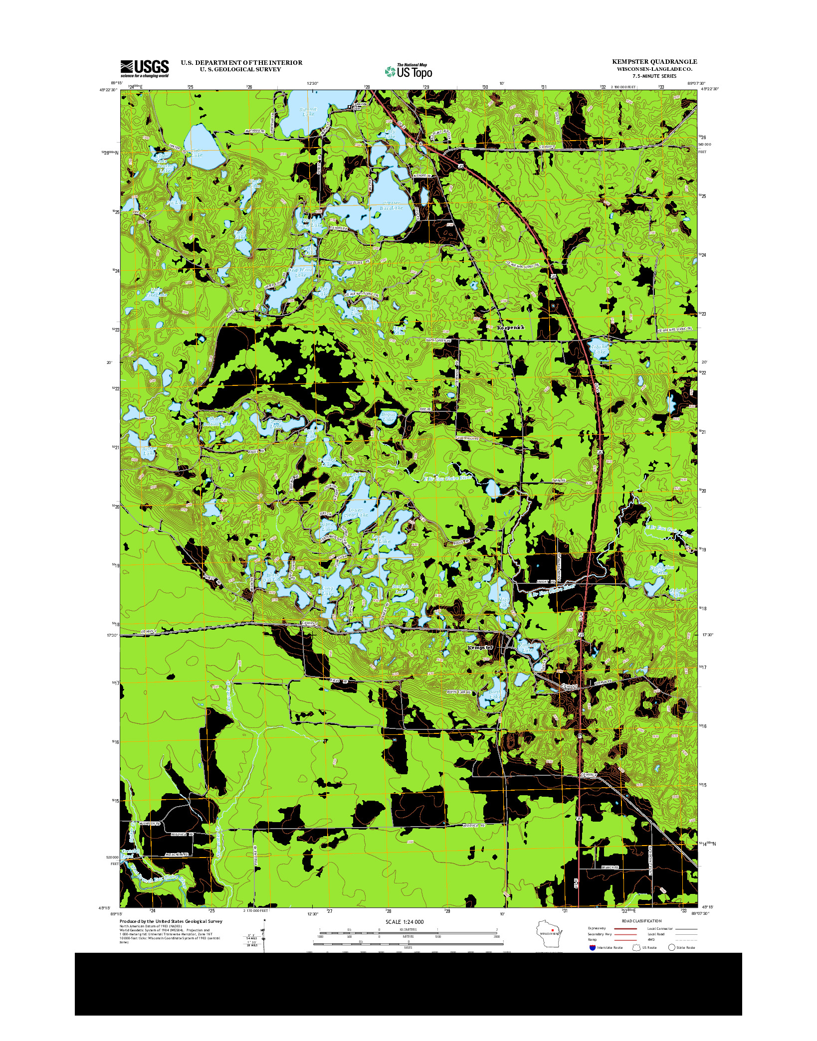 USGS US TOPO 7.5-MINUTE MAP FOR KEMPSTER, WI 2013