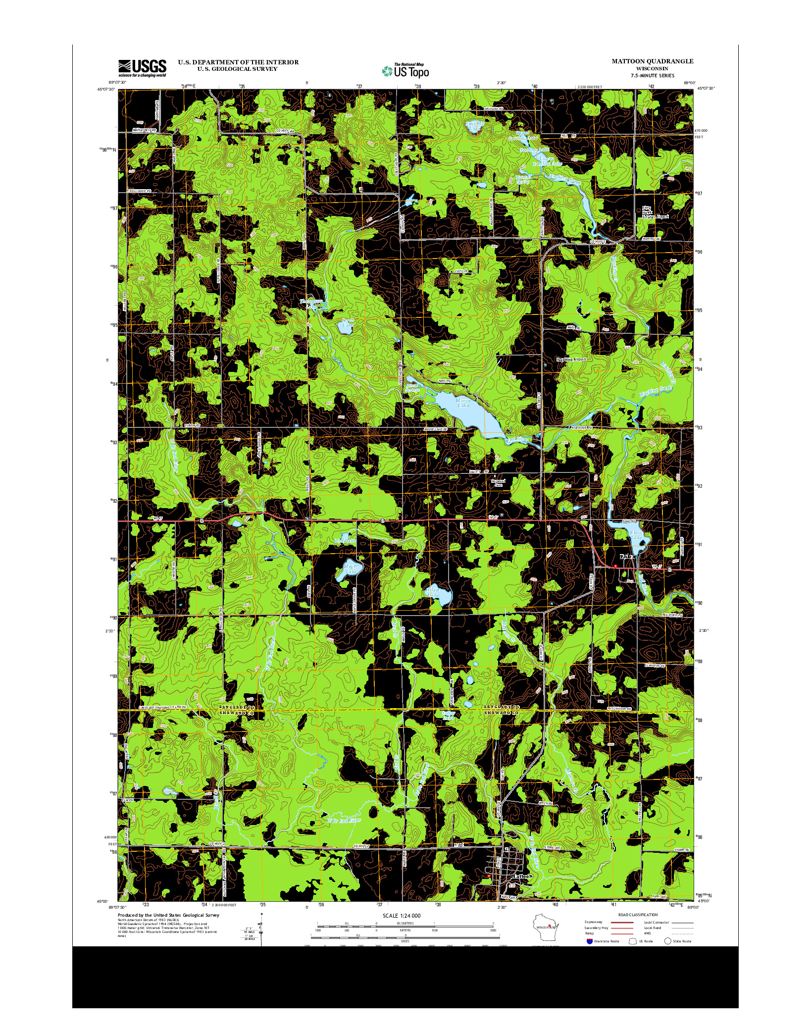 USGS US TOPO 7.5-MINUTE MAP FOR MATTOON, WI 2013