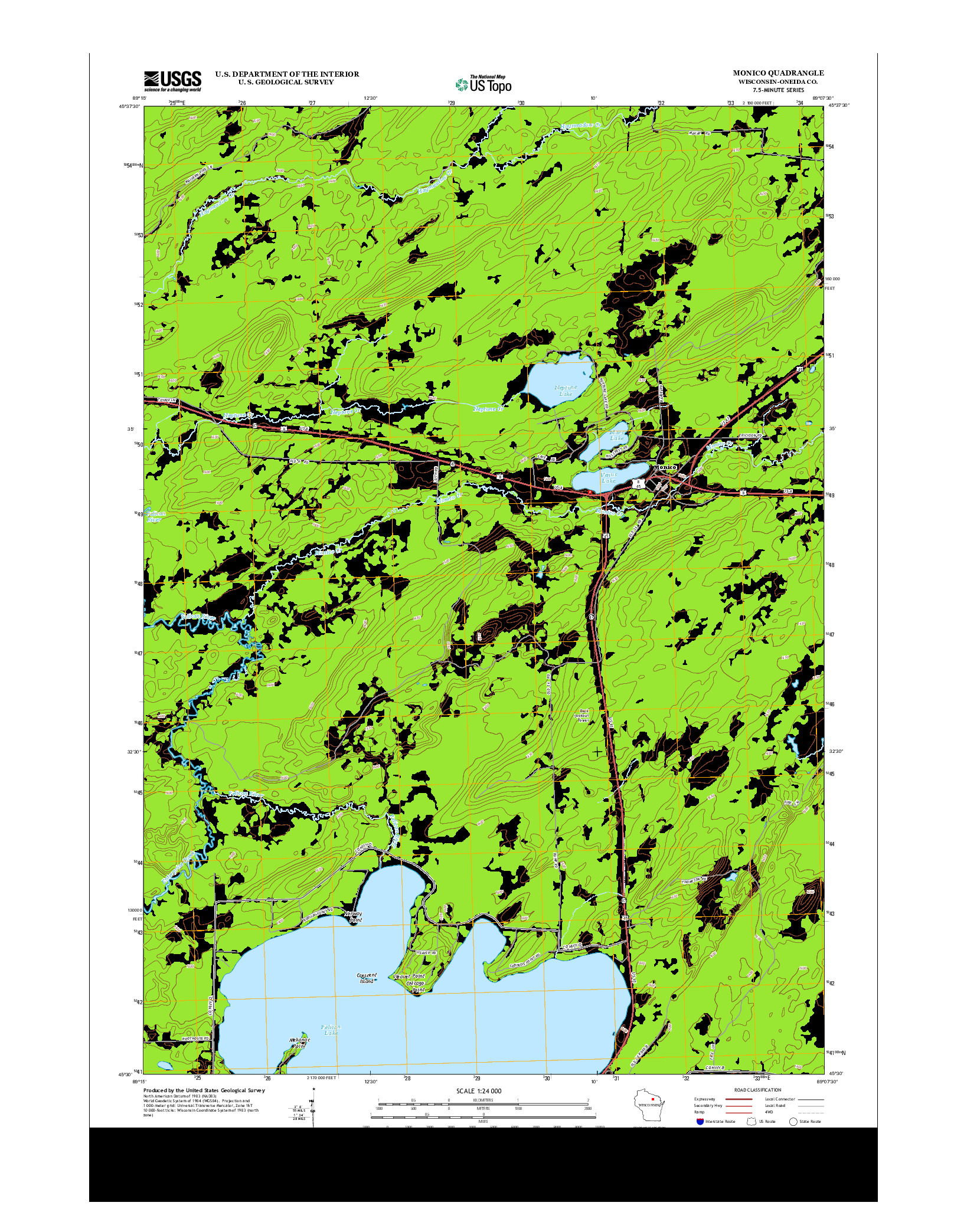 USGS US TOPO 7.5-MINUTE MAP FOR MONICO, WI 2013