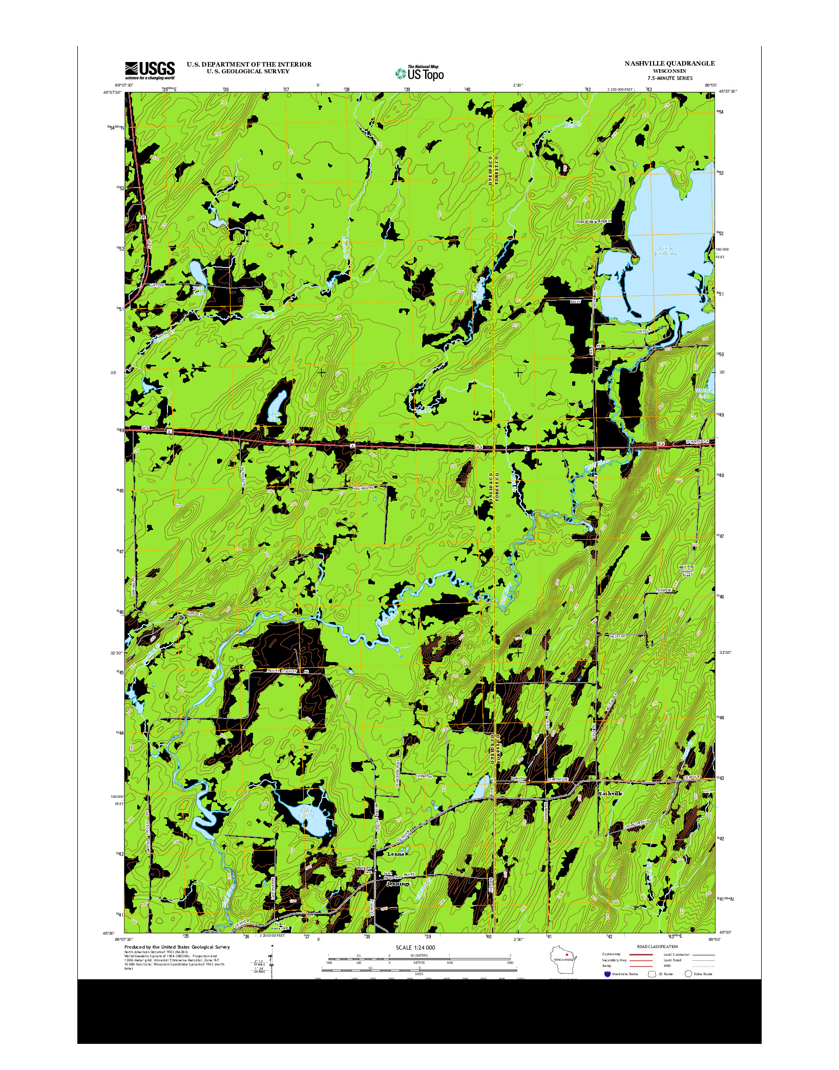 USGS US TOPO 7.5-MINUTE MAP FOR NASHVILLE, WI 2013